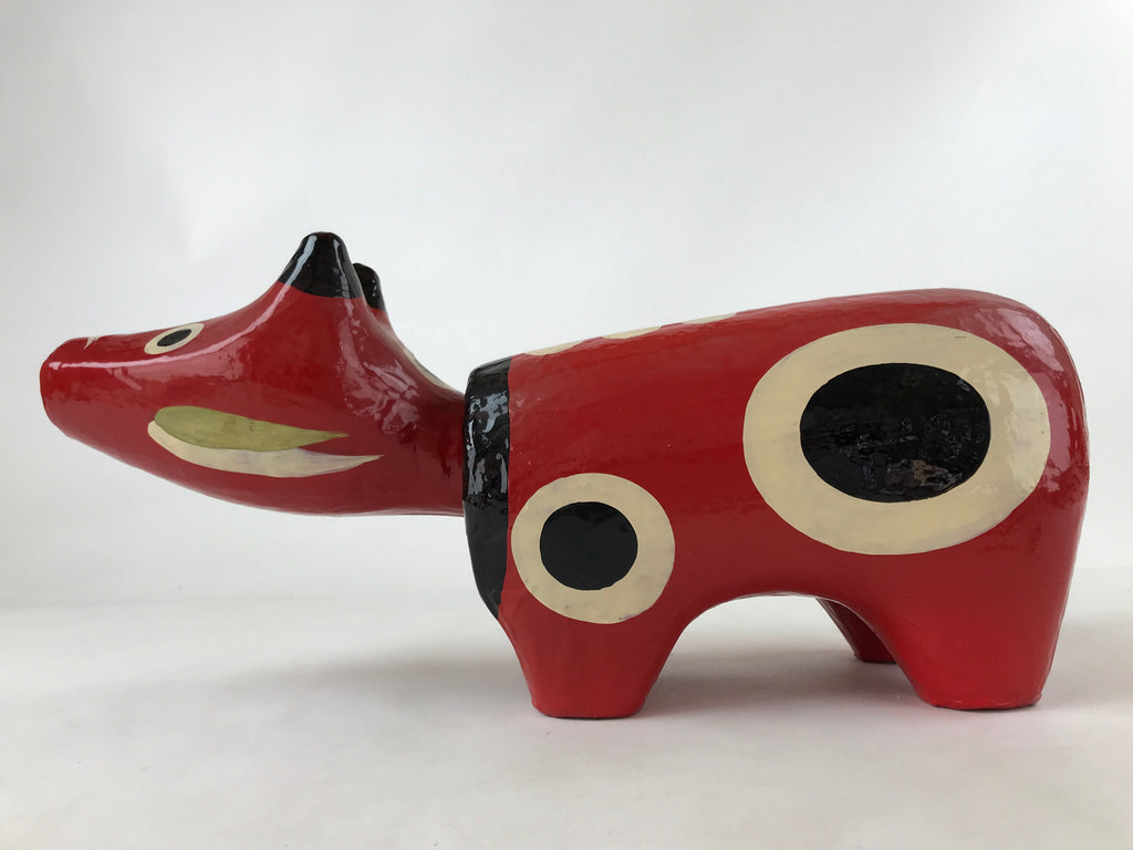 Japanese Hariko Paper Mache Zodiac Cow Bobblehead Vtg Traditional Craft BD960