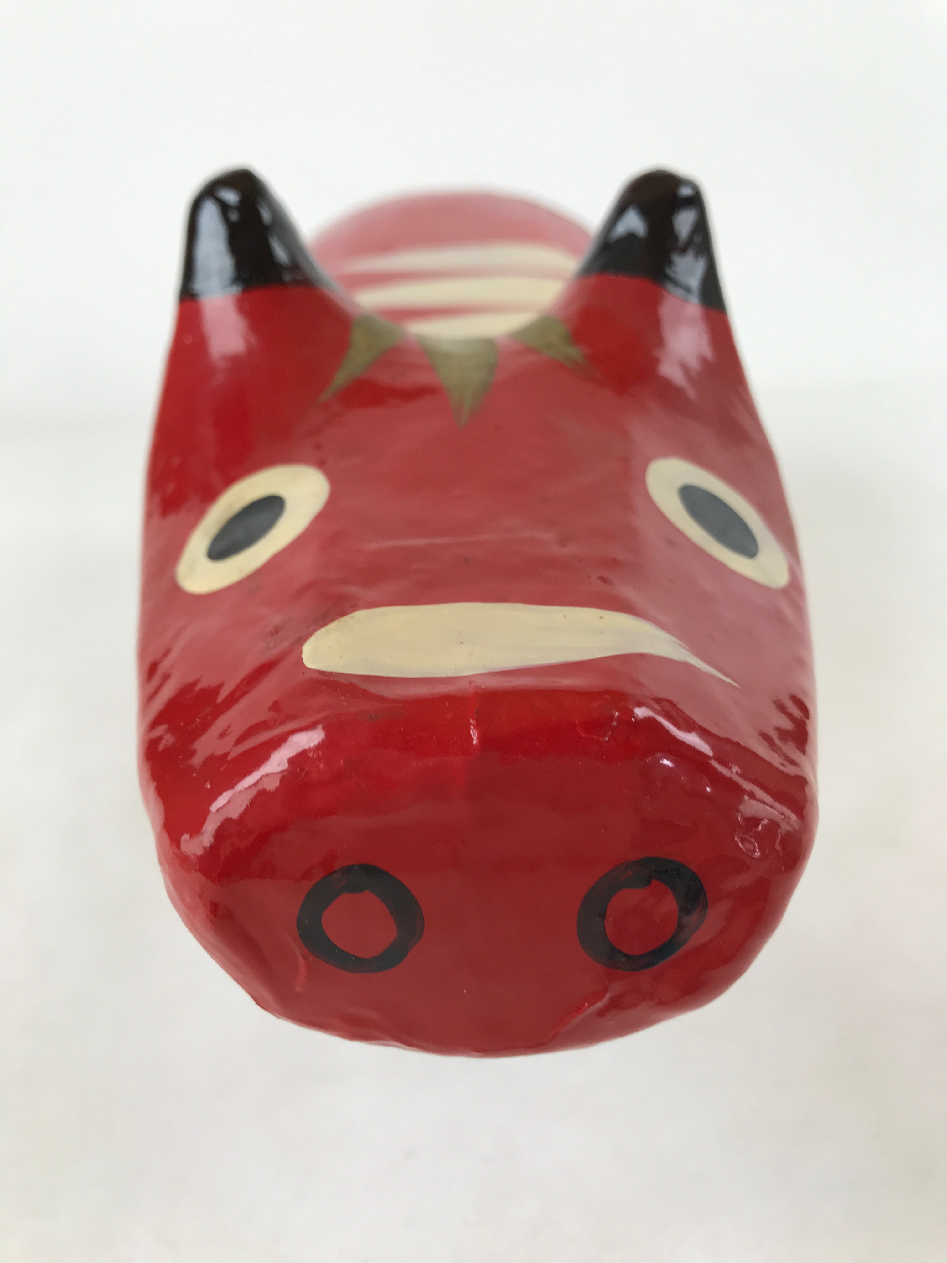 Japanese Hariko Paper Mache Zodiac Cow Bobblehead Vtg Traditional Craft BD960