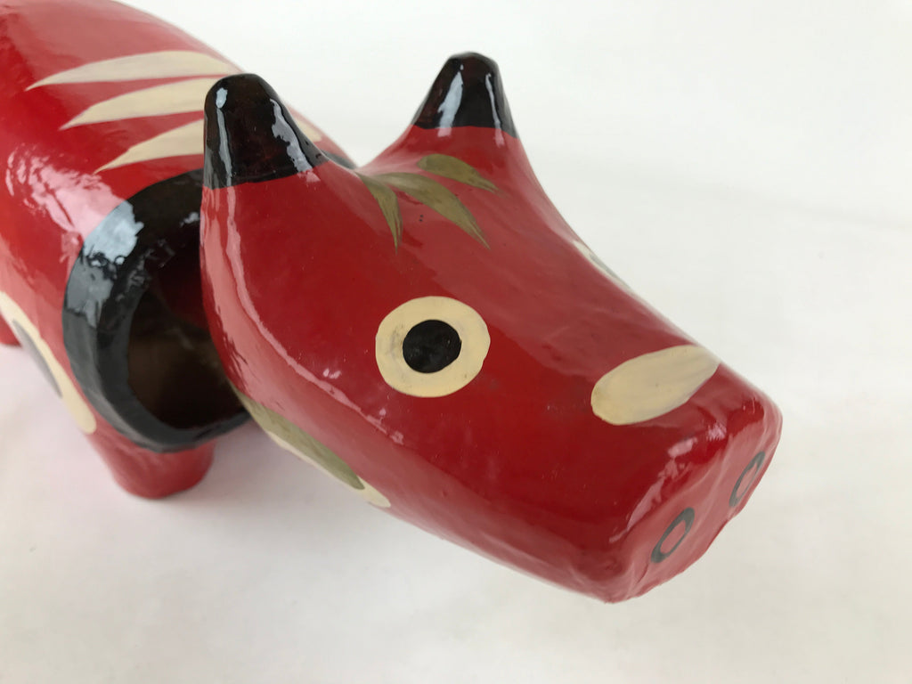 Japanese Hariko Paper Mache Zodiac Cow Bobblehead Vtg Traditional Craft BD960