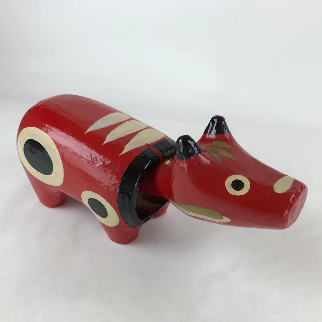 Japanese Hariko Paper Mache Zodiac Cow Bobblehead Vtg Traditional Craft BD960