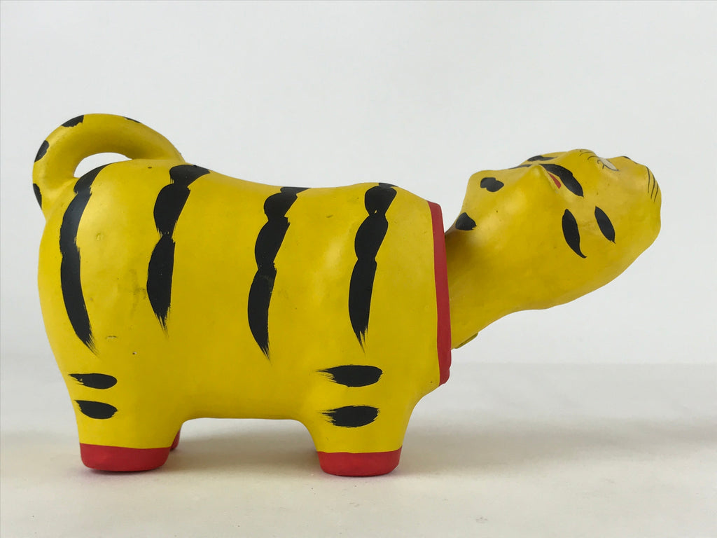 Japanese Hariko Paper Mache Zodiac Tiger Bobblehead Vtg Orange Black BD961