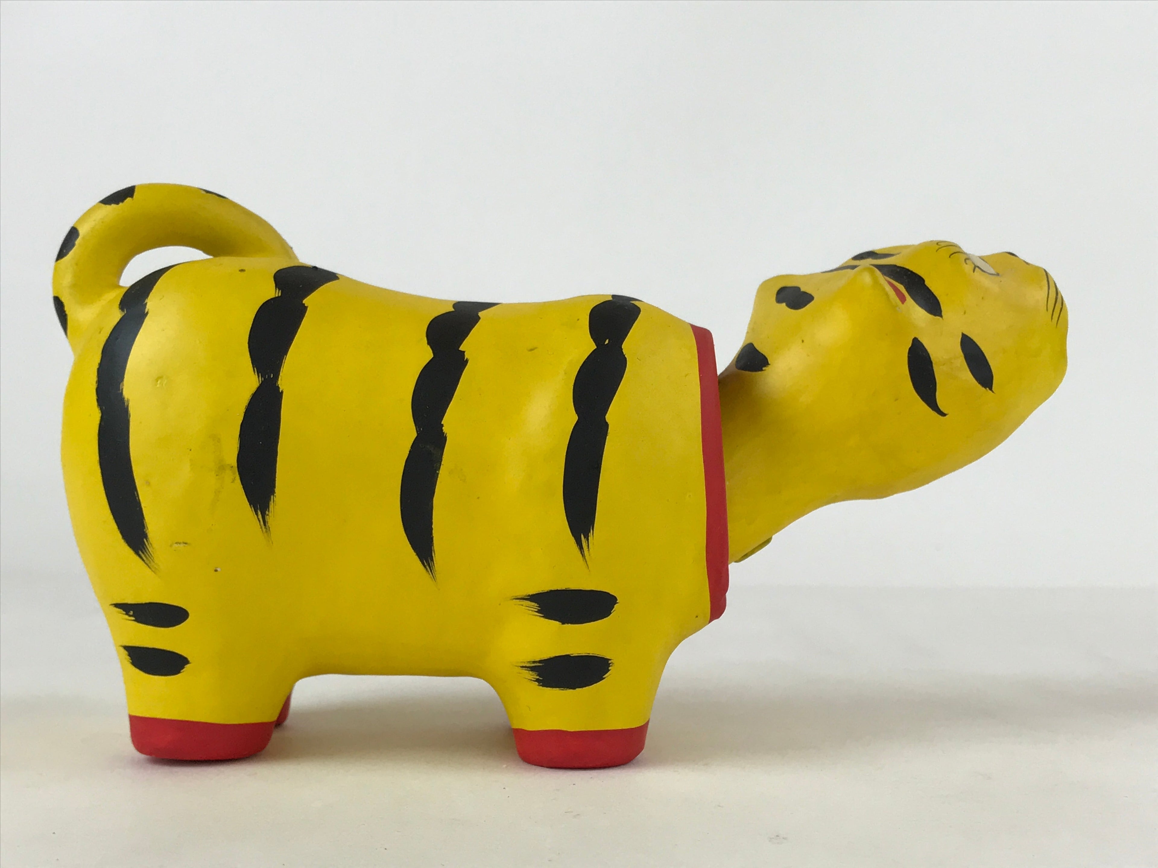 Japanese Hariko Paper Mache Zodiac Tiger Bobblehead Vtg Orange Black BD961