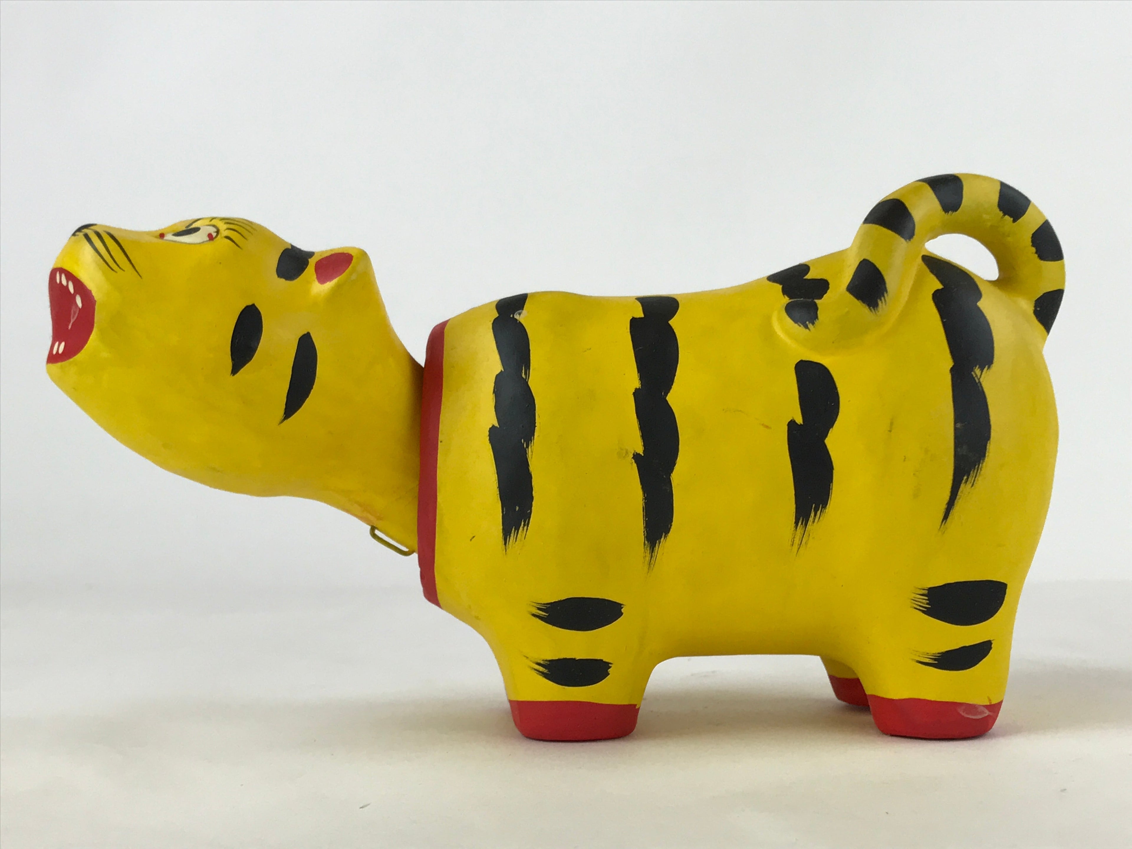 Japanese Hariko Paper Mache Zodiac Tiger Bobblehead Vtg Orange Black BD961