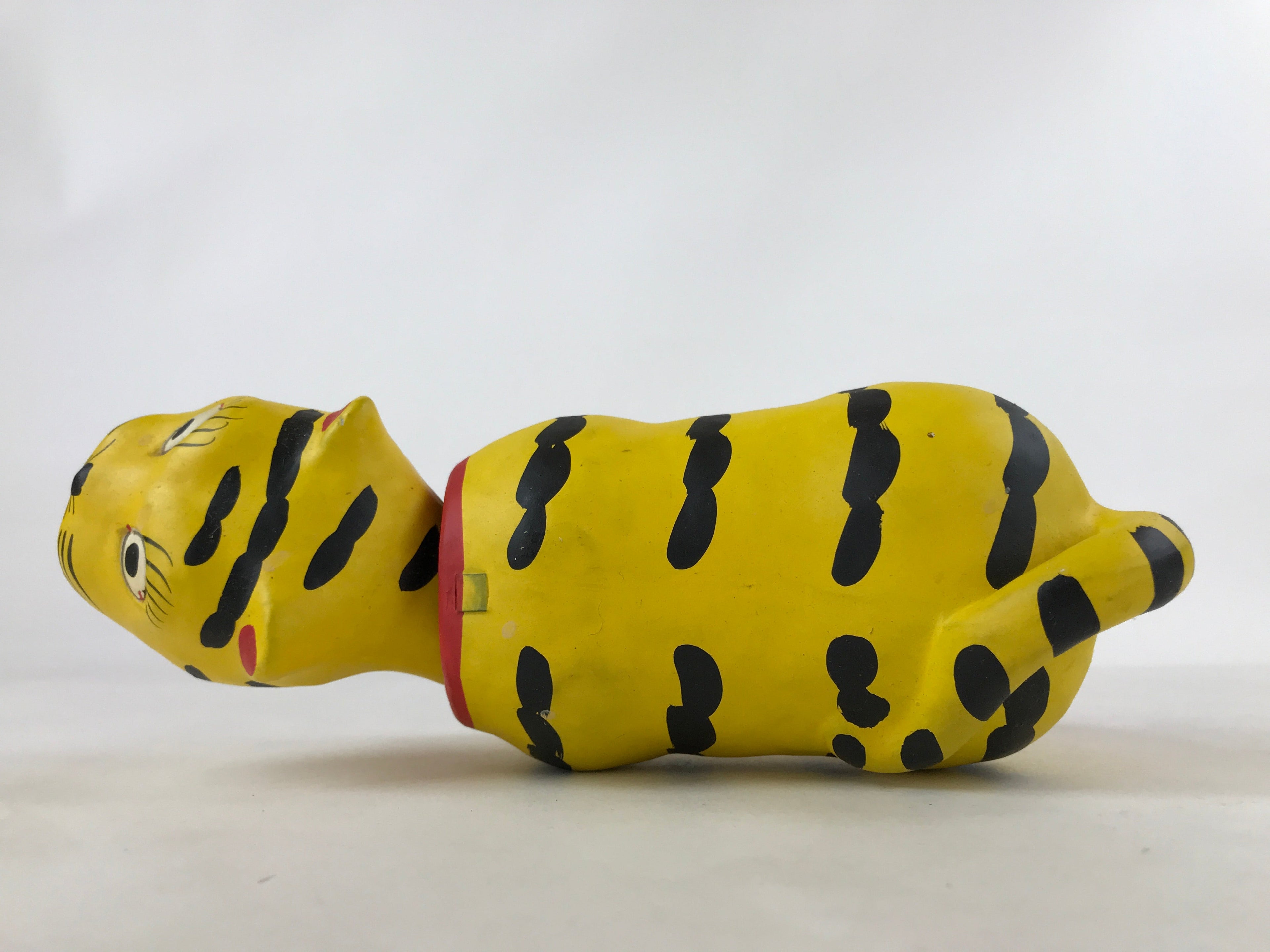 Japanese Hariko Paper Mache Zodiac Tiger Bobblehead Vtg Orange Black BD961