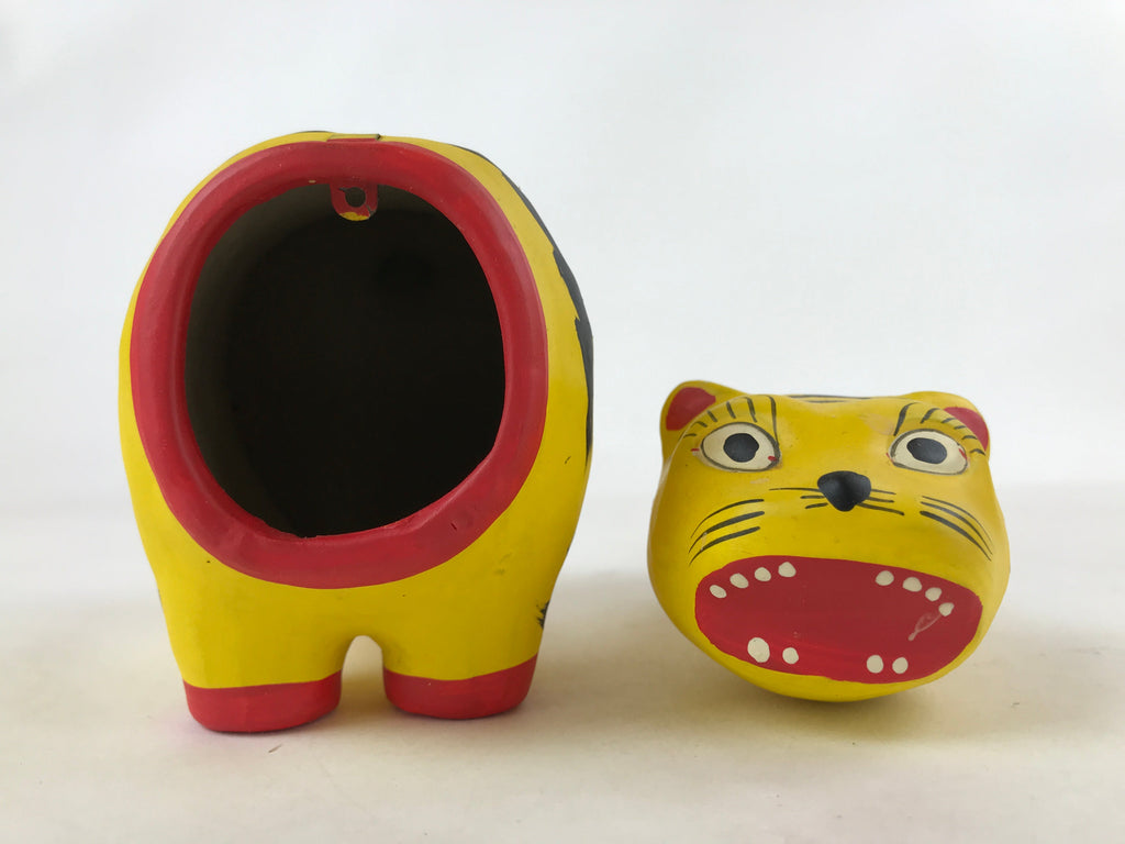 Japanese Hariko Paper Mache Zodiac Tiger Bobblehead Vtg Orange Black BD961