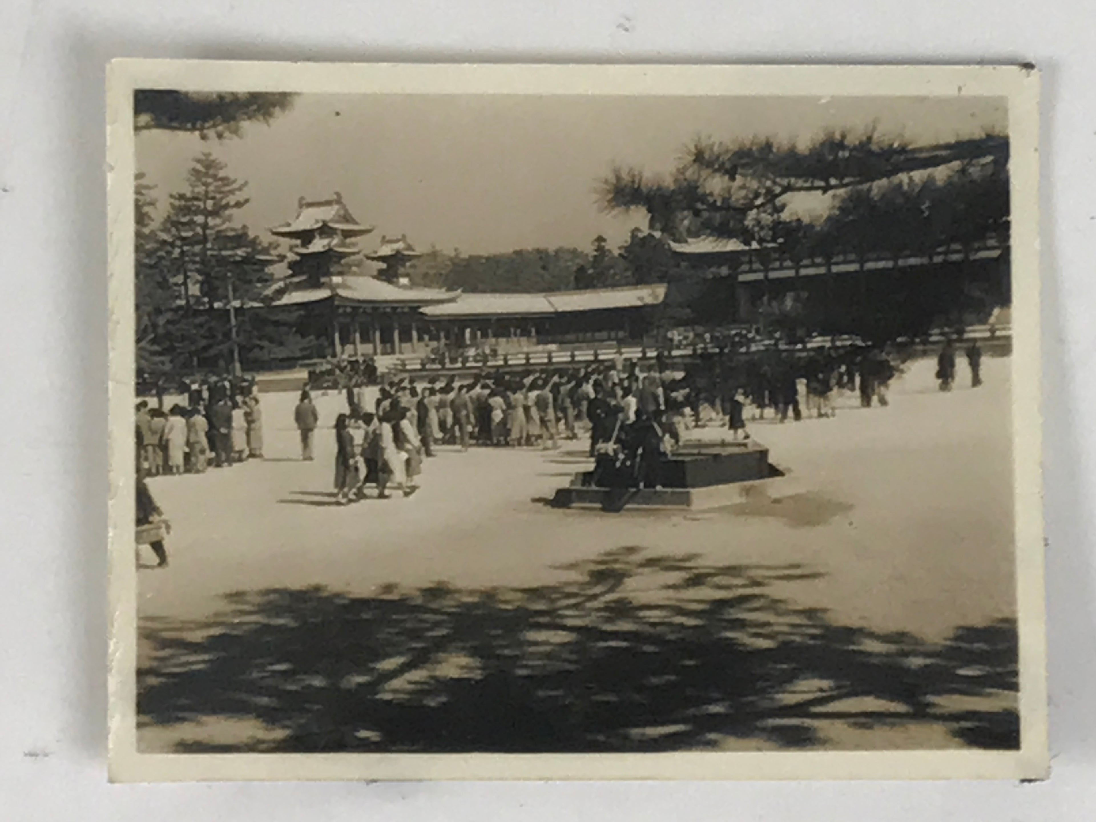 Japanese Heian Jingu Shrine Photograph Vtg Kyoto Temple Square Sepia Tone PH276