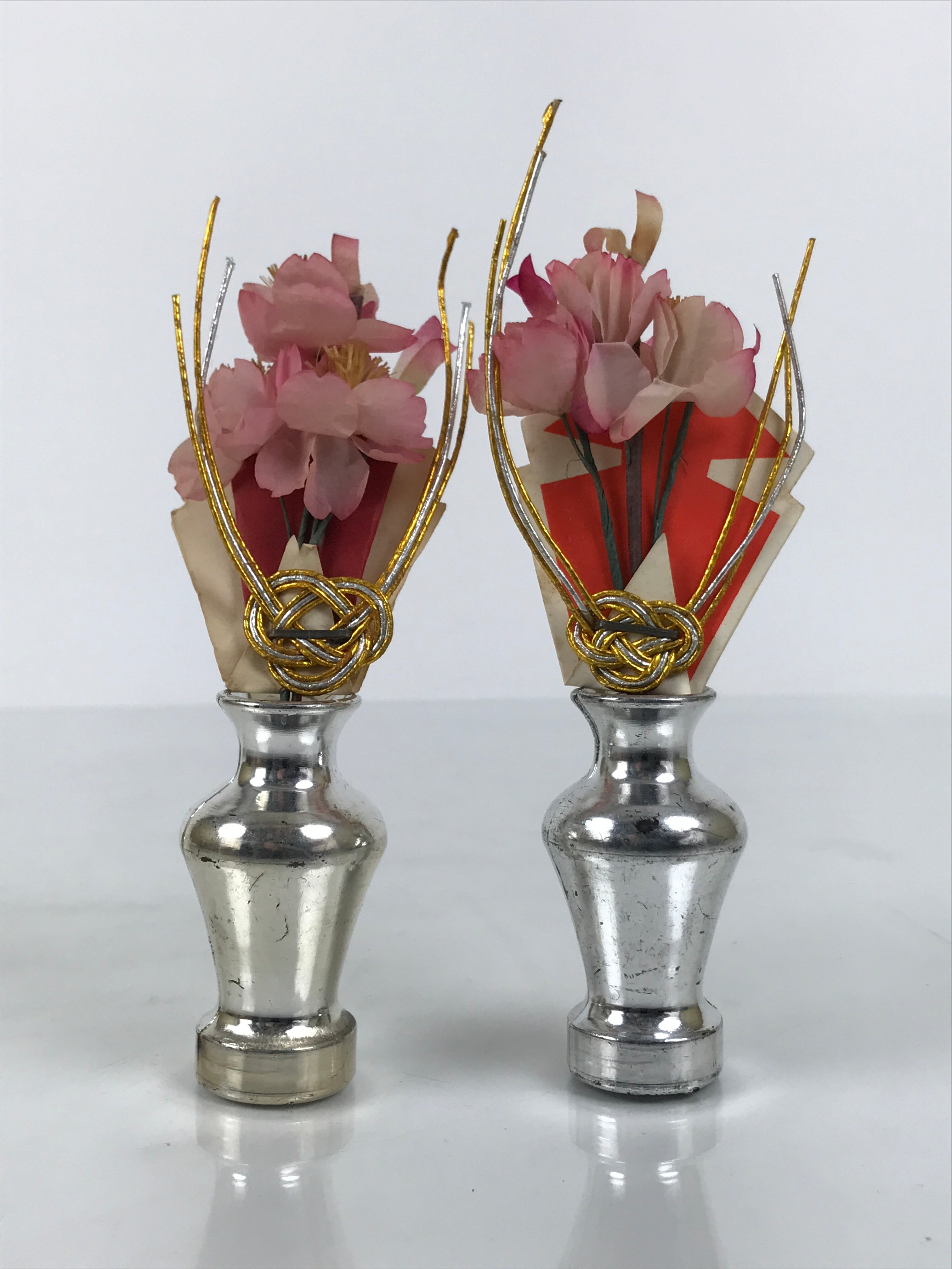 Japanese Hina Doll Accessory Kuchibana Vases Vtg Flowers Sakura Ohinasama ID683