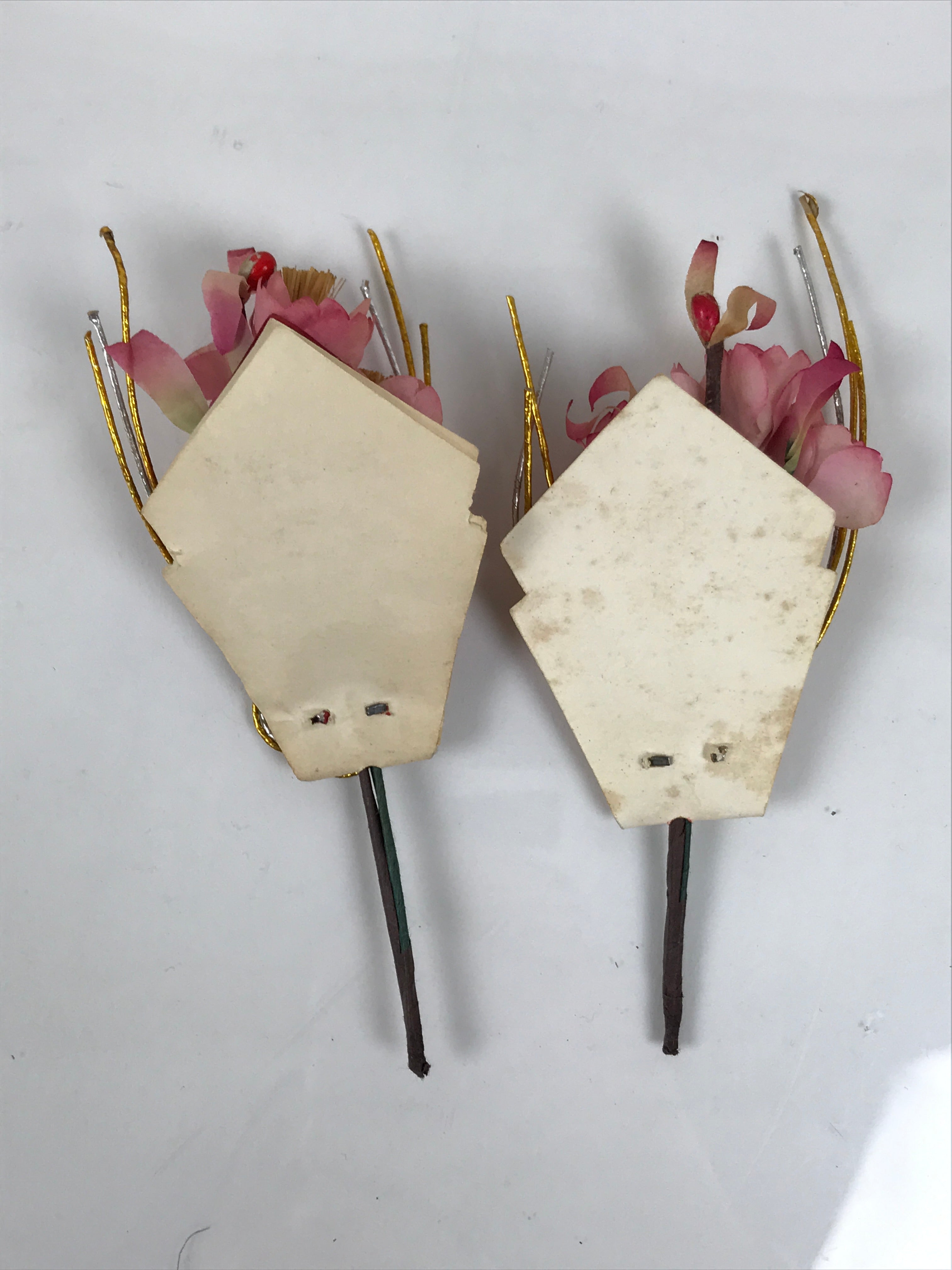 Japanese Hina Doll Accessory Kuchibana Vases Vtg Flowers Sakura Ohinasama ID683