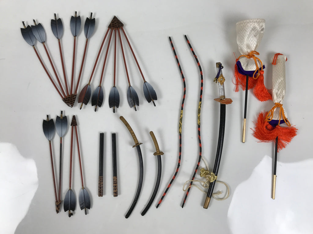 Japanese Hina Doll Accessory Set Arrows Bows Swords Sticks Vtg Ohinasama ID682