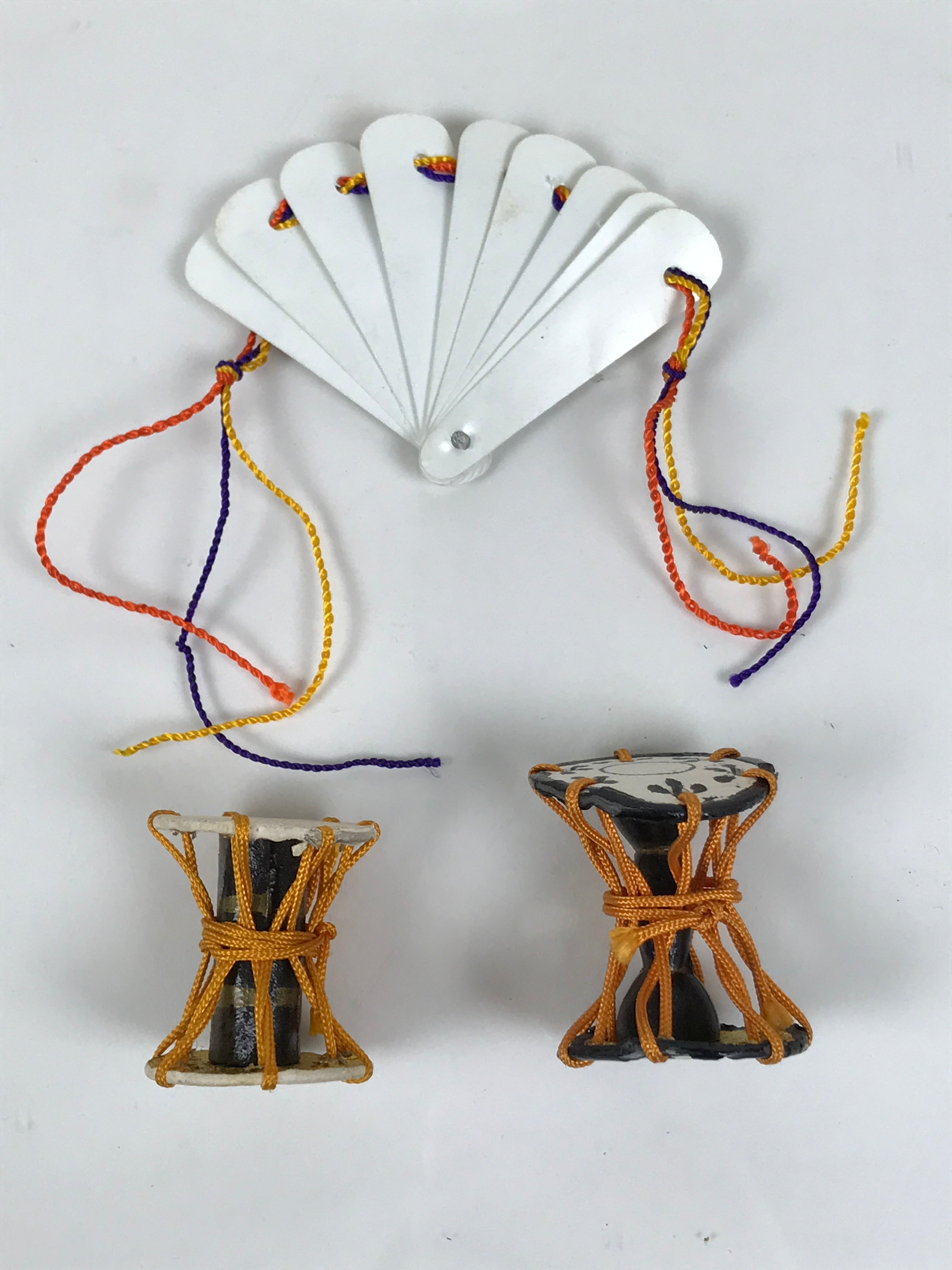Japanese Hina Doll Accessory Set Drums Tray Fan Pot Vtg Props Ohinasama ID681