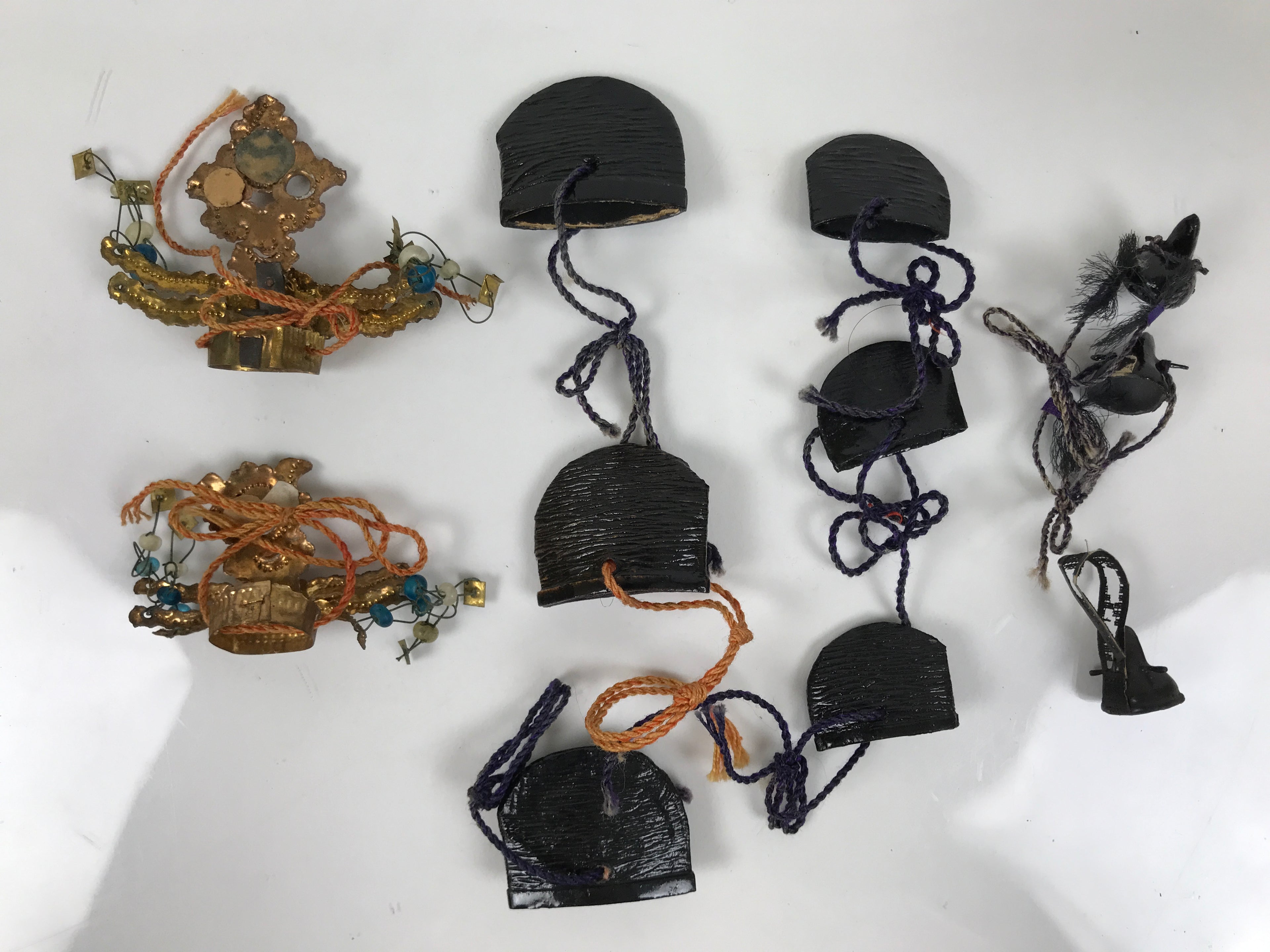 Japanese Hina Doll Accessory Set Hats Crowns Vtg Guard Court Man Ohinasama ID679