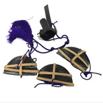 Japanese Hina Doll Accessory Set Hats Vtg Guard Court Man Ohinasama Black ID680