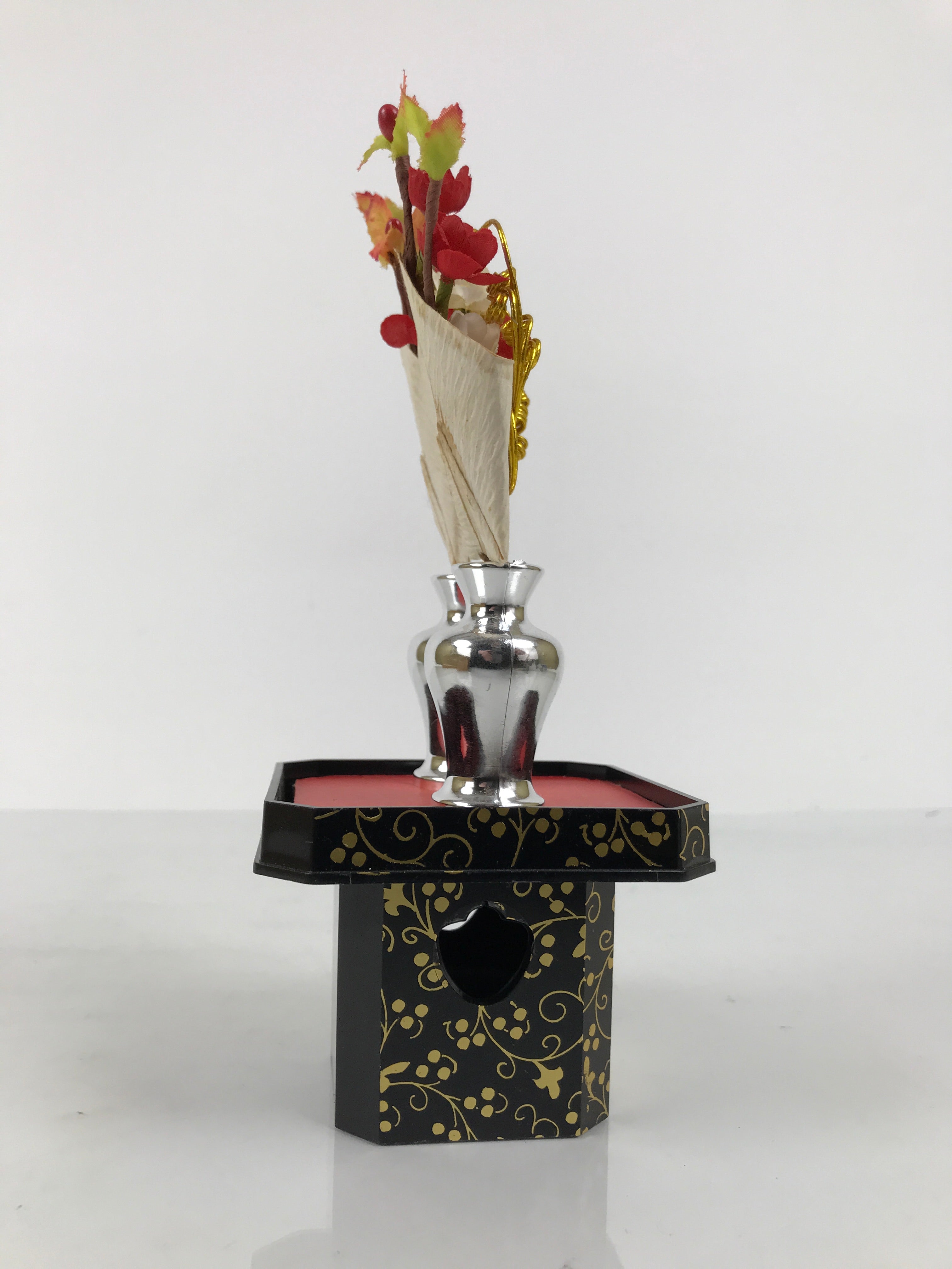 Japanese Hina Doll Accessory Set Vtg Kuchibana Vase Sambo Tray Ohinasama ID677