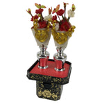 Japanese Hina Doll Accessory Set Vtg Kuchibana Vase Sambo Tray Ohinasama ID677