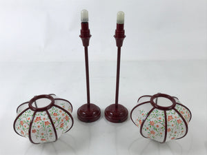 Japanese Hina Doll Furniture Electric Lantern Vtg Bonbori Red Cherry Blossom ID593