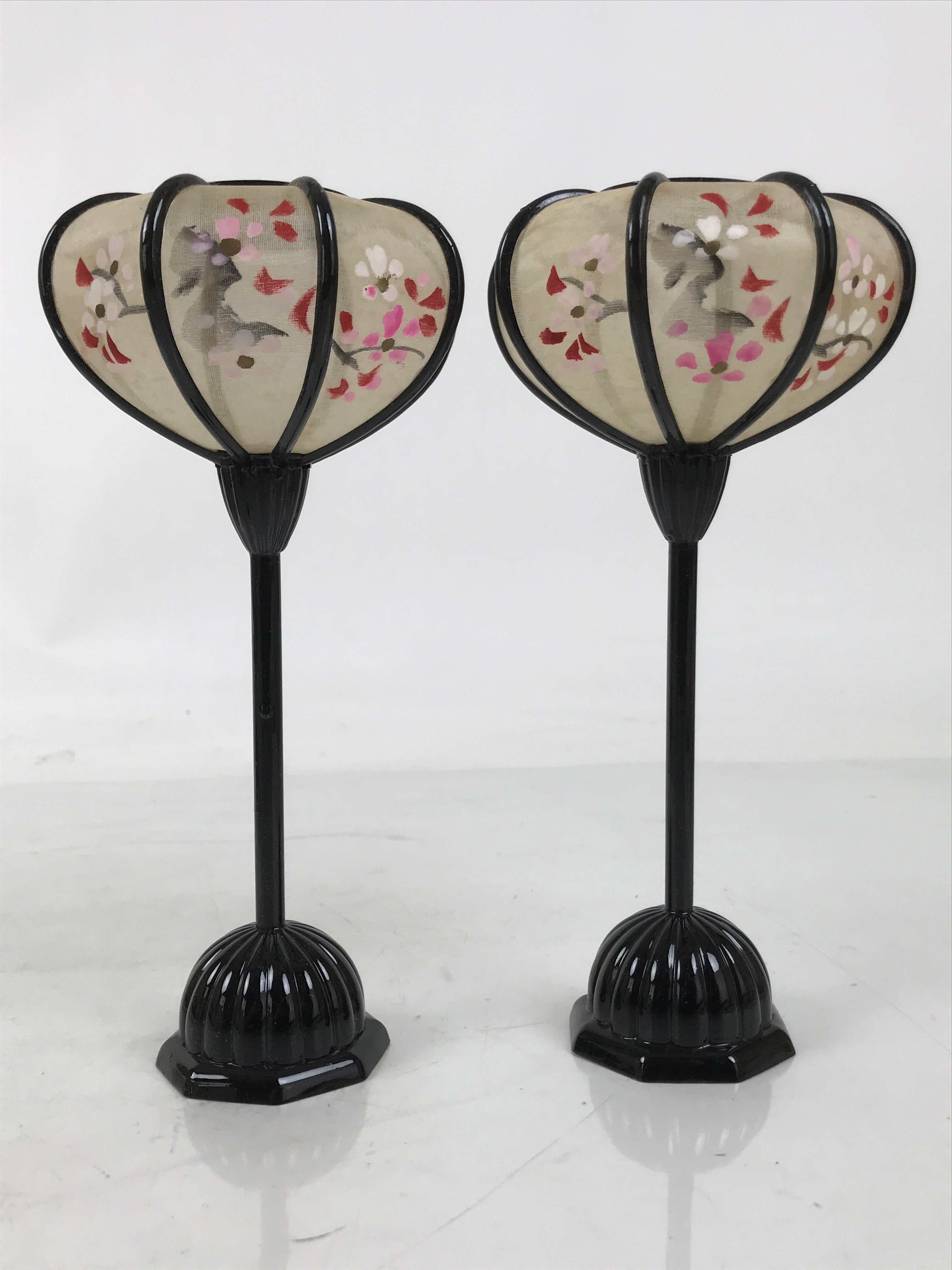 Japanese Hina Doll Furniture Lantern Vtg Bonbori Cherry Blossom Black Pink ID623