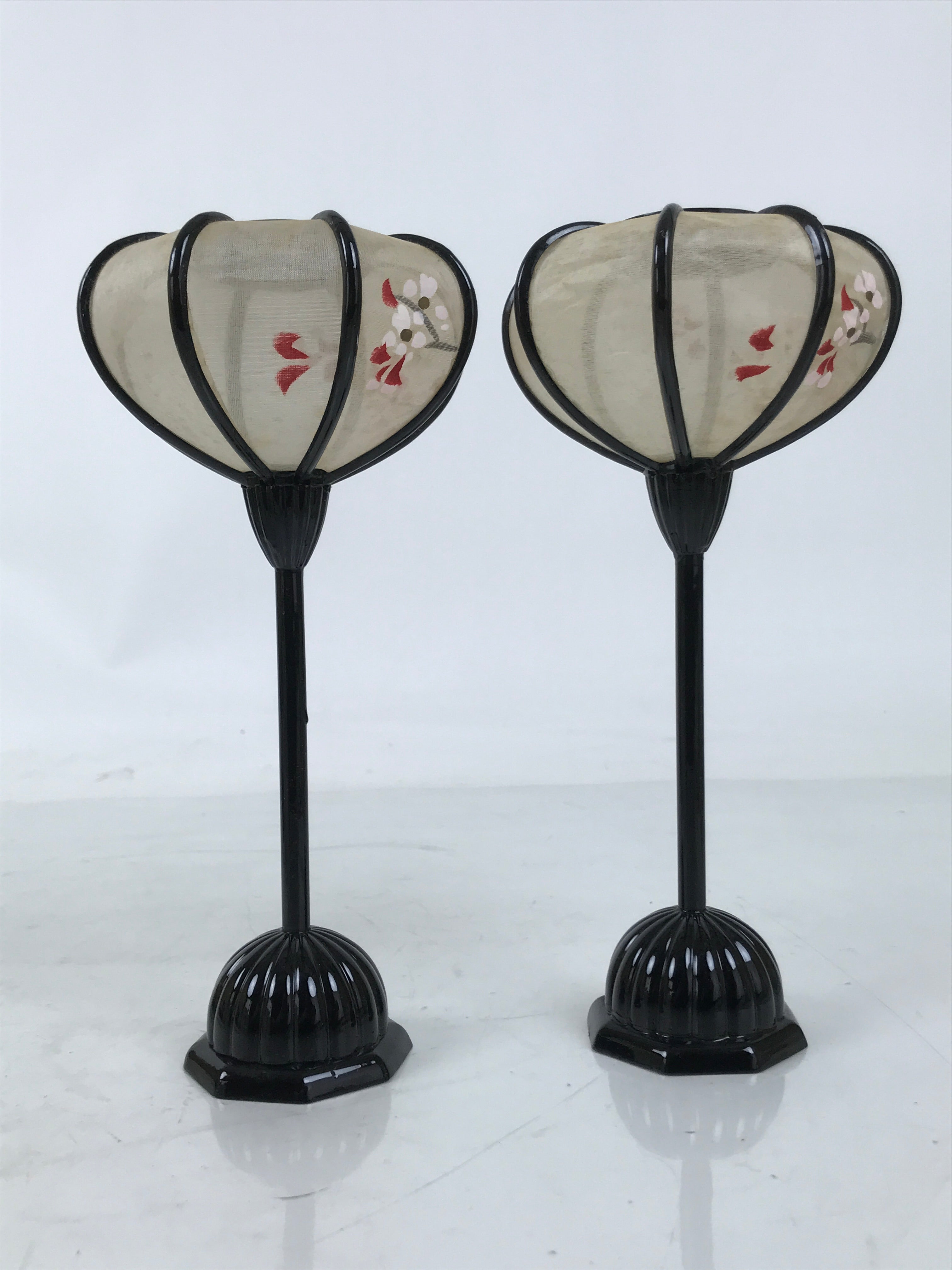 Japanese Hina Doll Furniture Lantern Vtg Bonbori Cherry Blossom Black Pink ID623
