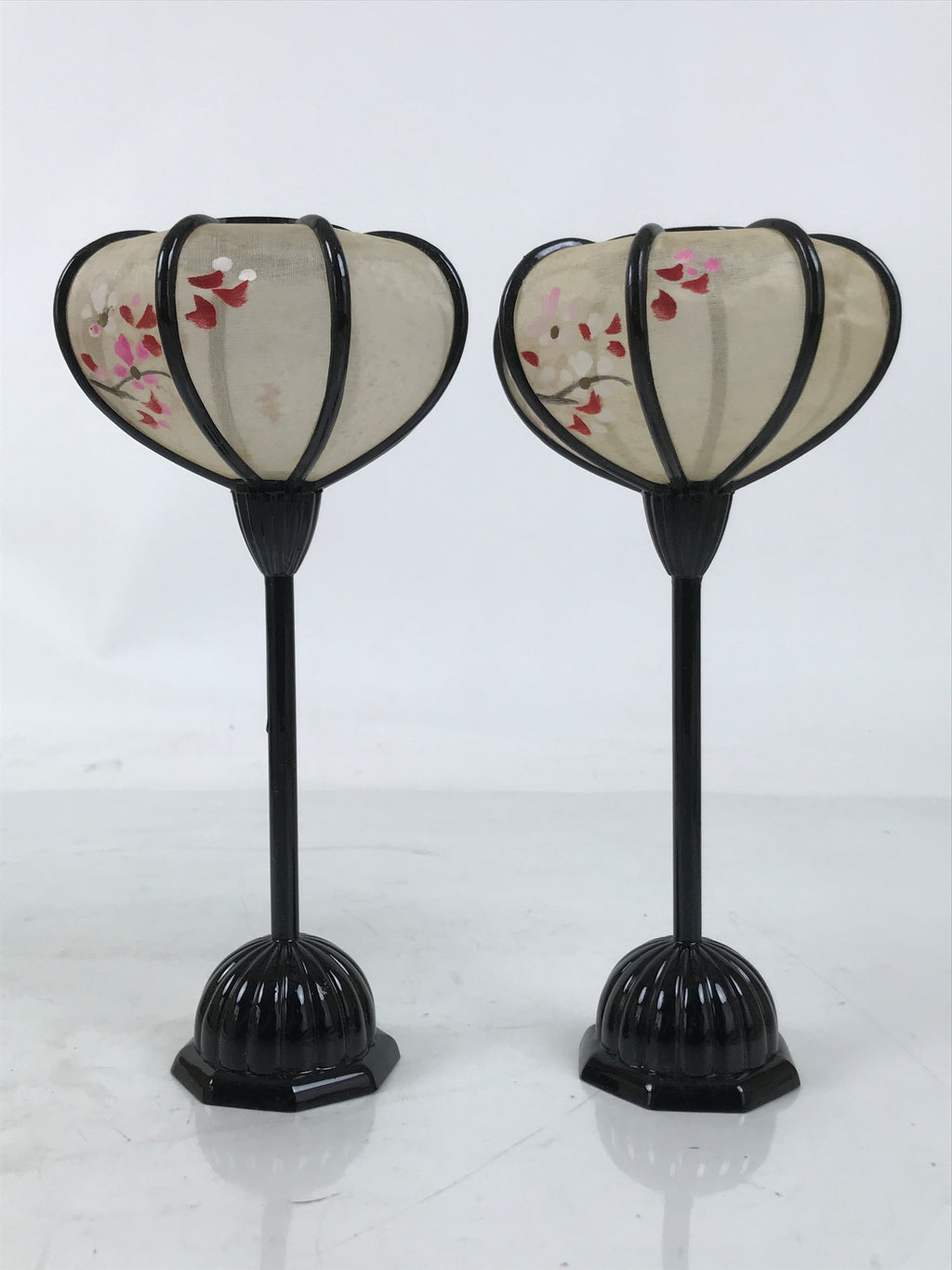 Japanese Hina Doll Furniture Lantern Vtg Bonbori Cherry Blossom Black Pink ID623