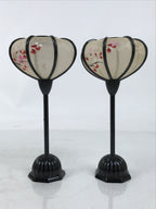 Japanese Hina Doll Furniture Lantern Vtg Bonbori Cherry Blossom Black Pink ID623