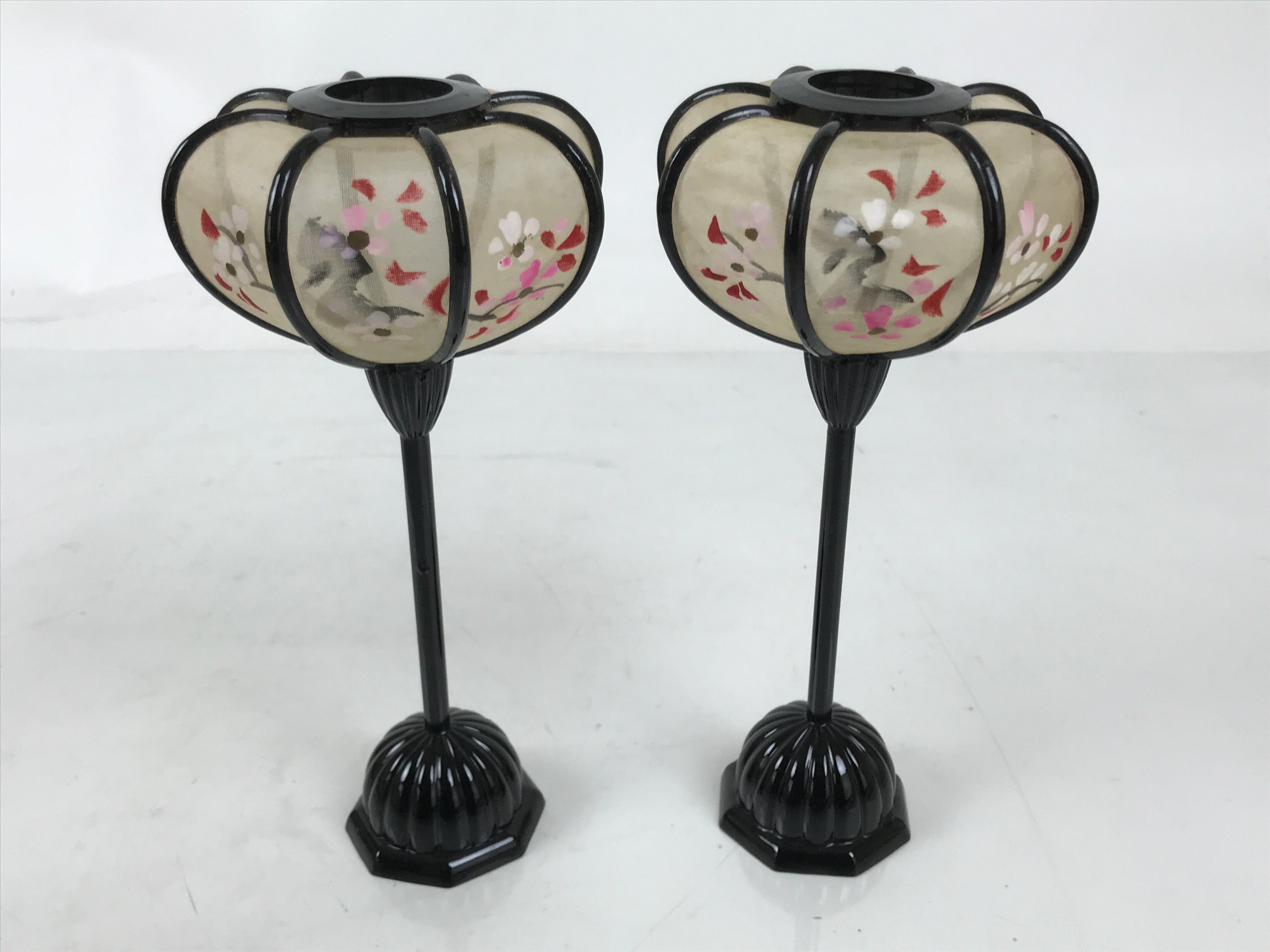 Japanese Hina Doll Furniture Lantern Vtg Bonbori Cherry Blossom Black Pink ID623