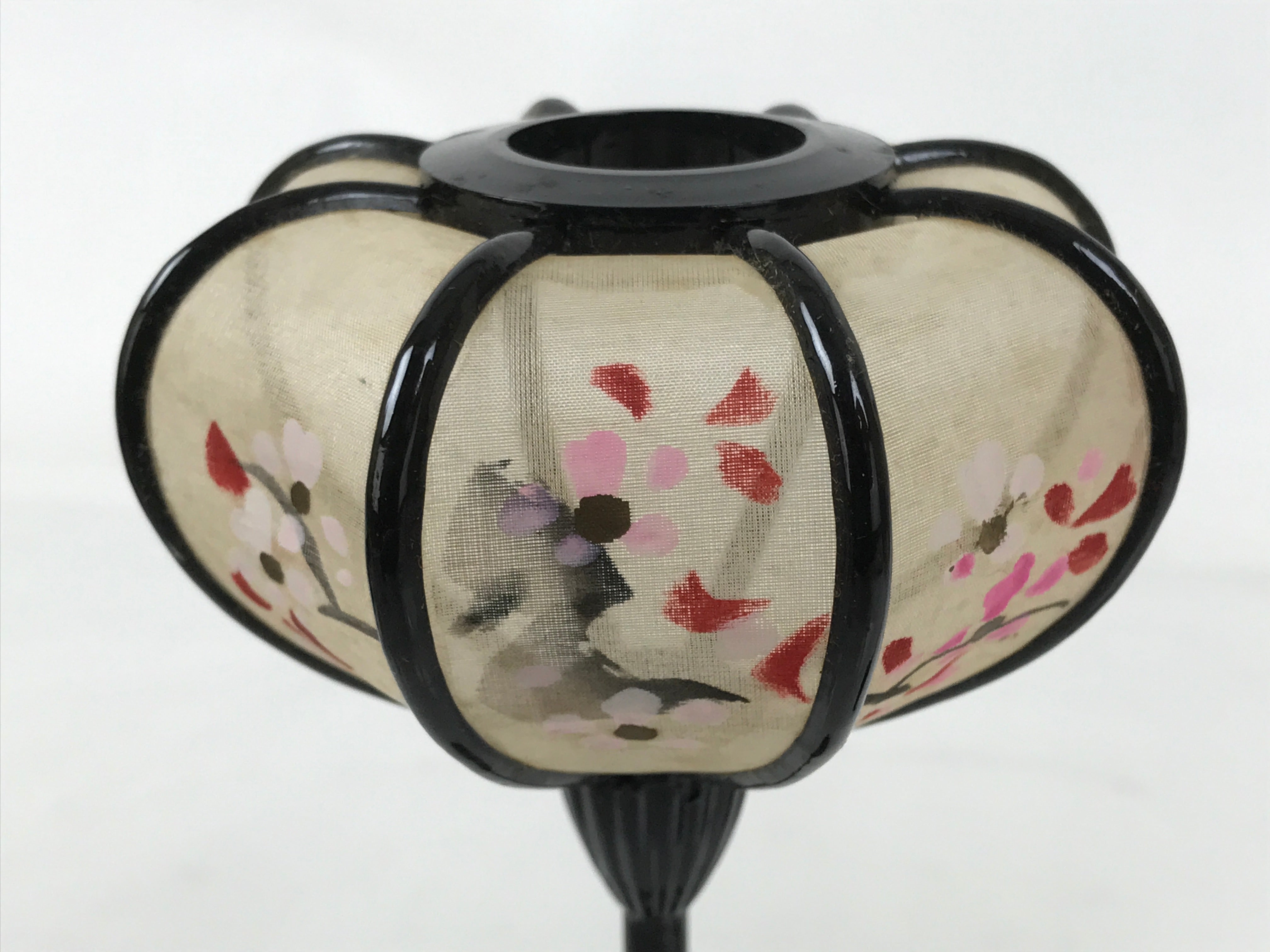 Japanese Hina Doll Furniture Lantern Vtg Bonbori Cherry Blossom Black Pink ID623