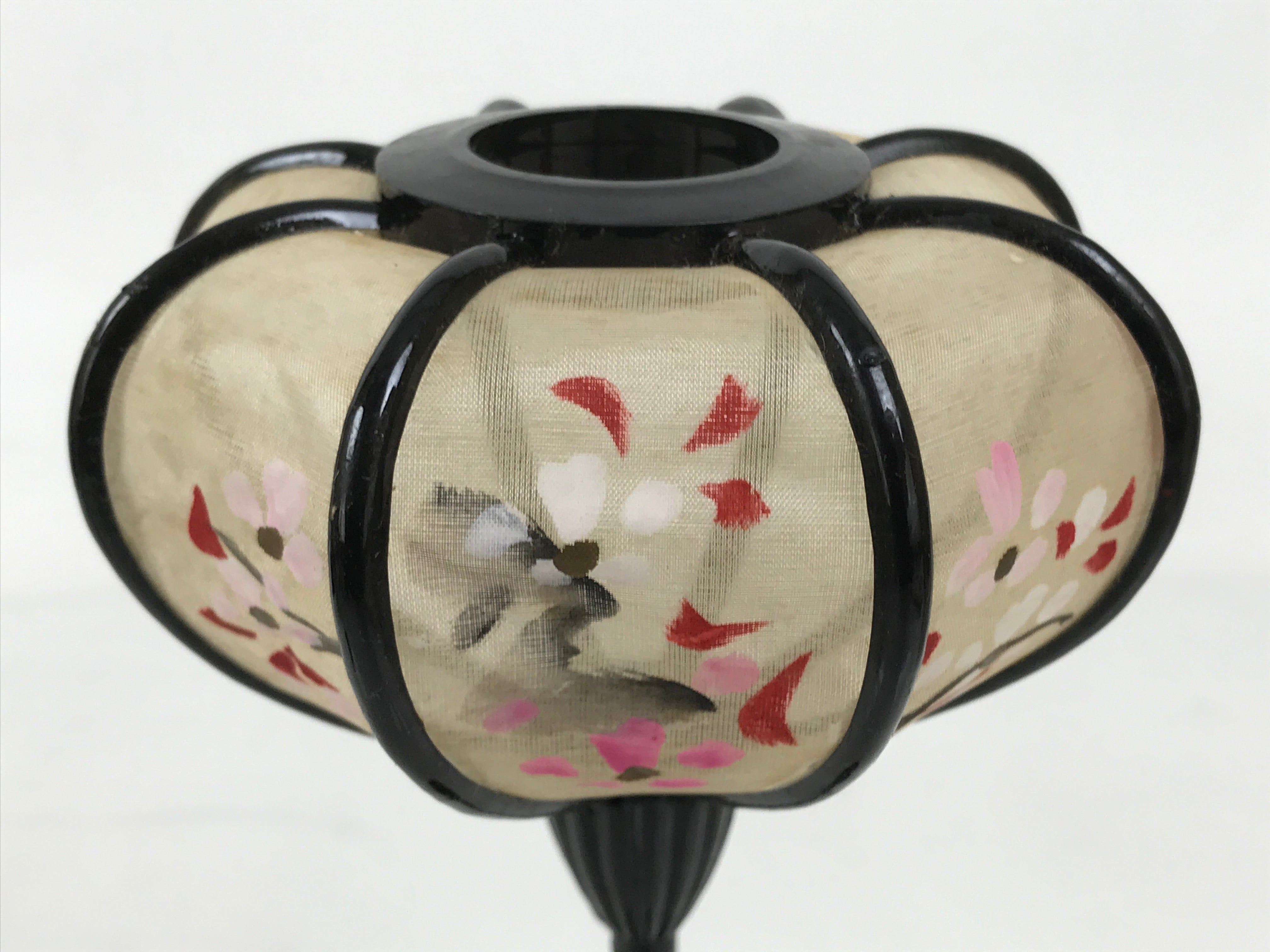 Japanese Hina Doll Furniture Lantern Vtg Bonbori Cherry Blossom Black Pink ID623