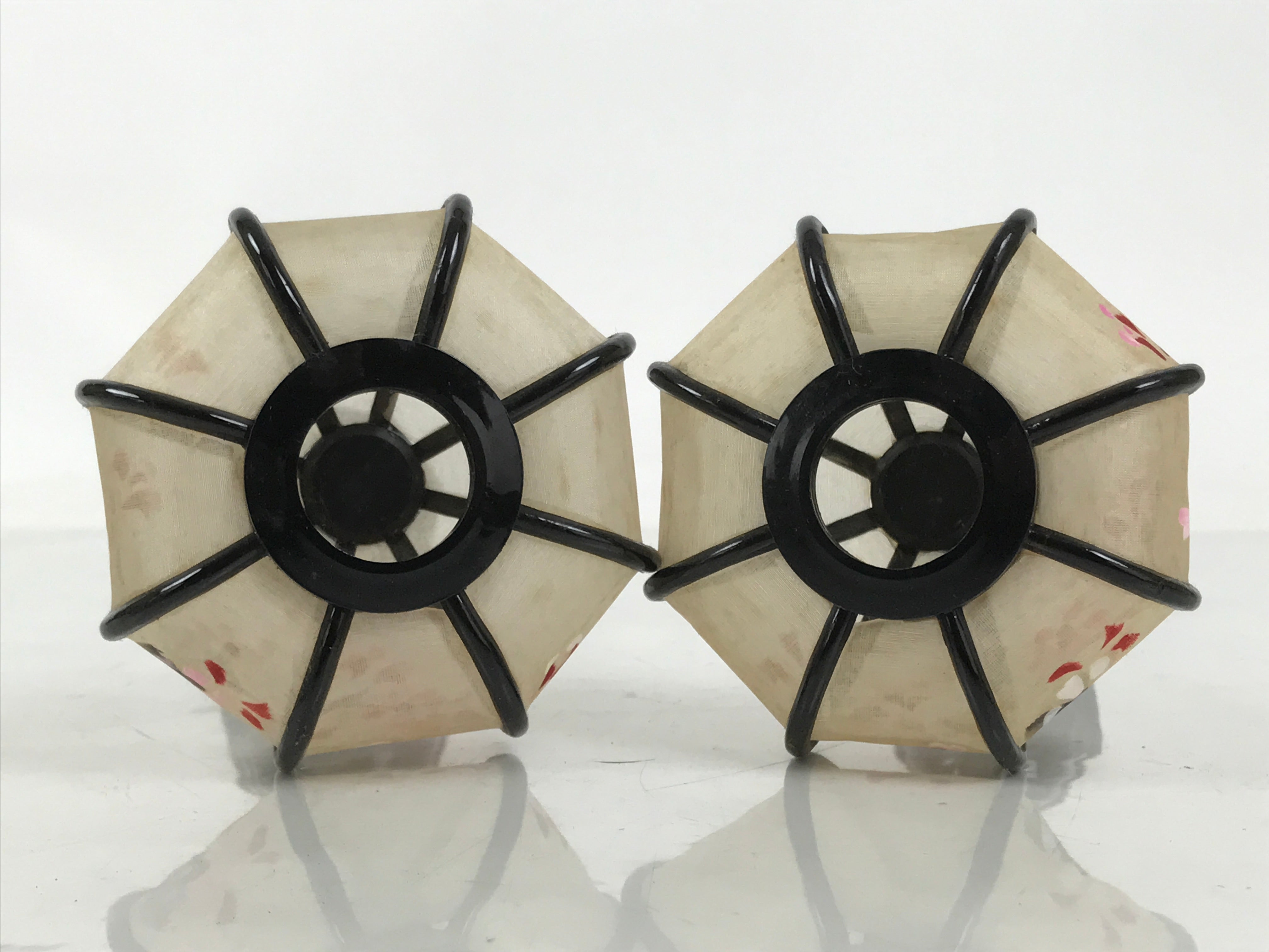 Japanese Hina Doll Furniture Lantern Vtg Bonbori Cherry Blossom Black Pink ID623