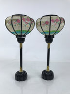 Japanese Hina Doll Furniture Lantern Vtg Bonbori Cherry Blossom Black Pink ID624