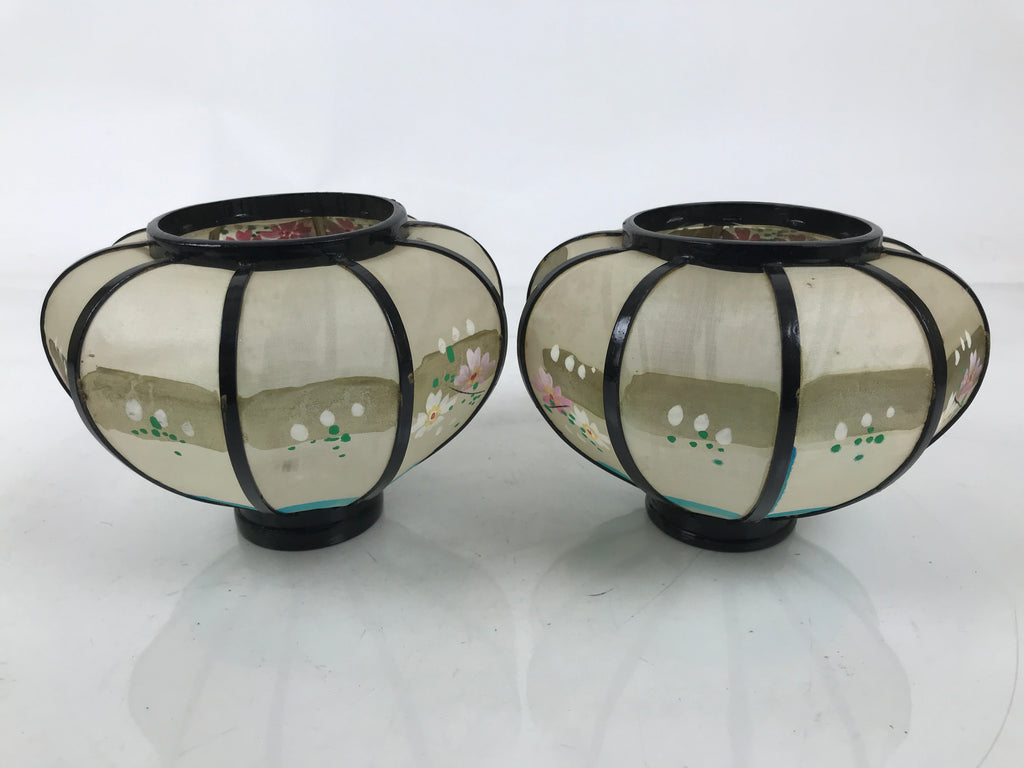 Japanese Hina Doll Furniture Lantern Vtg Bonbori Cherry Blossom Black Pink ID624