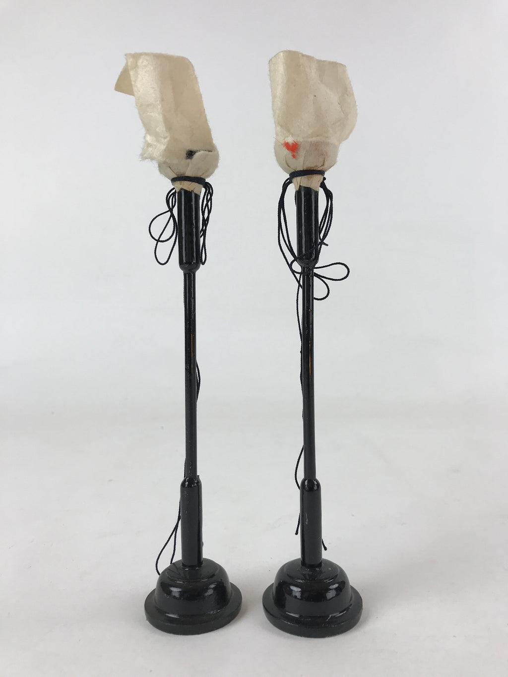 Japanese Hina Doll Furniture Lantern Vtg Bonbori Wood Paper Black 2pcs ID543