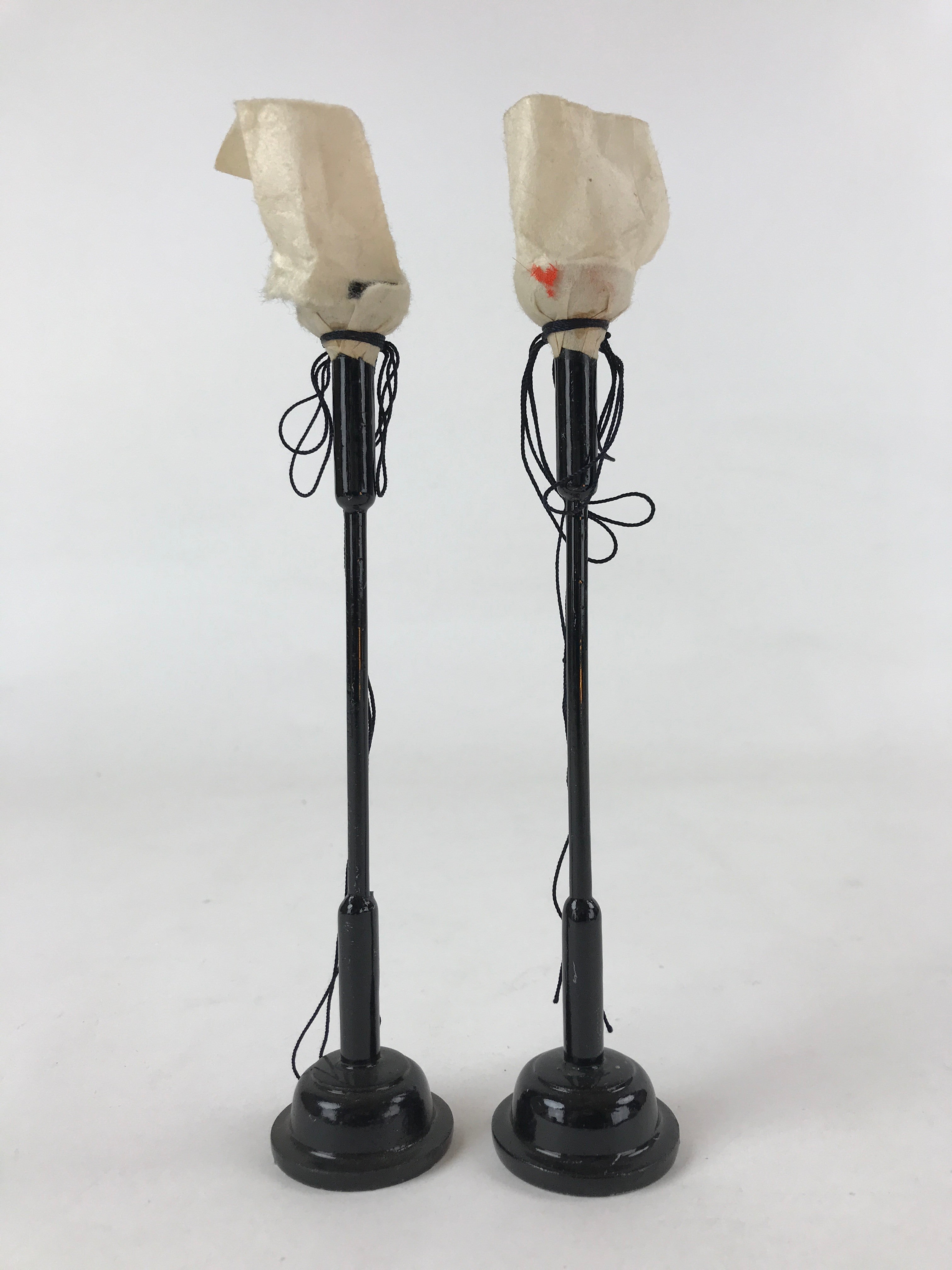 Japanese Hina Doll Furniture Lantern Vtg Bonbori Wood Paper Black 2pcs ID543