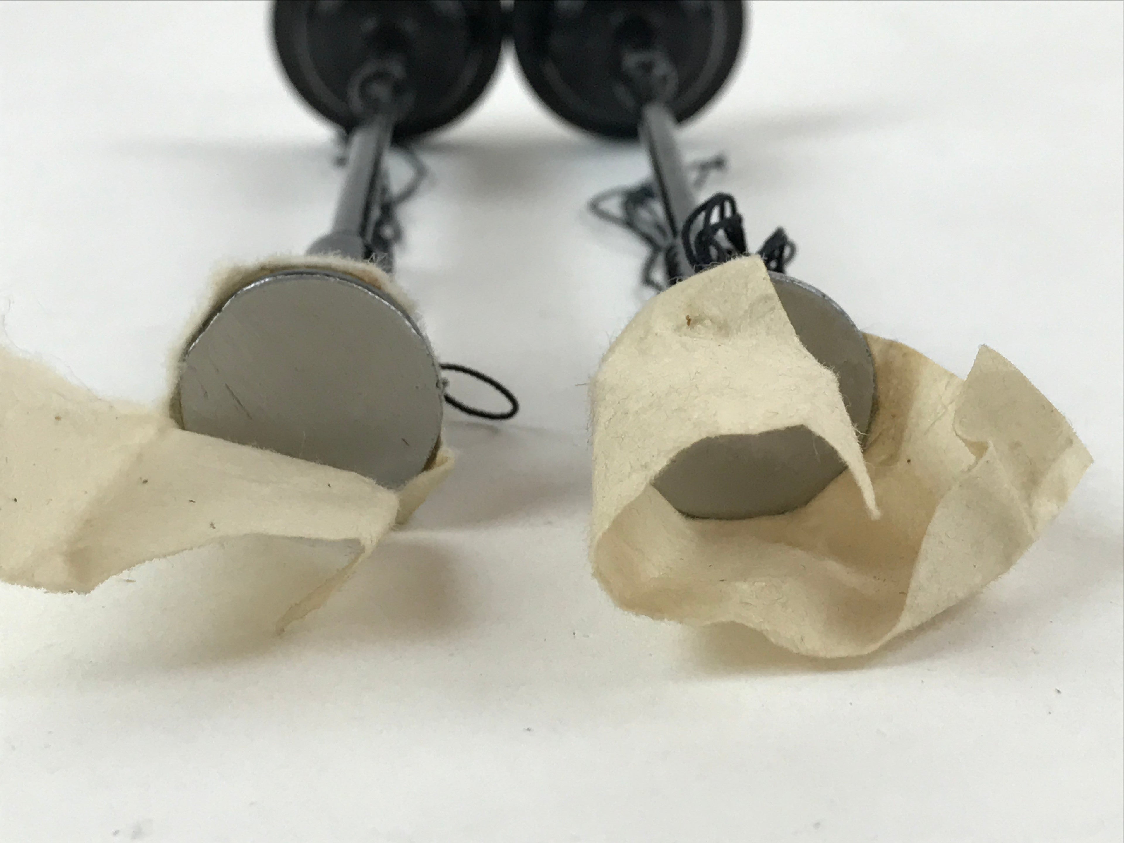 Japanese Hina Doll Furniture Lantern Vtg Bonbori Wood Paper Black 2pcs ID543