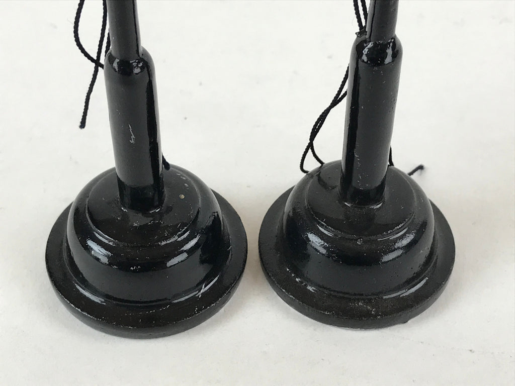 Japanese Hina Doll Furniture Lantern Vtg Bonbori Wood Paper Black 2pcs ID543