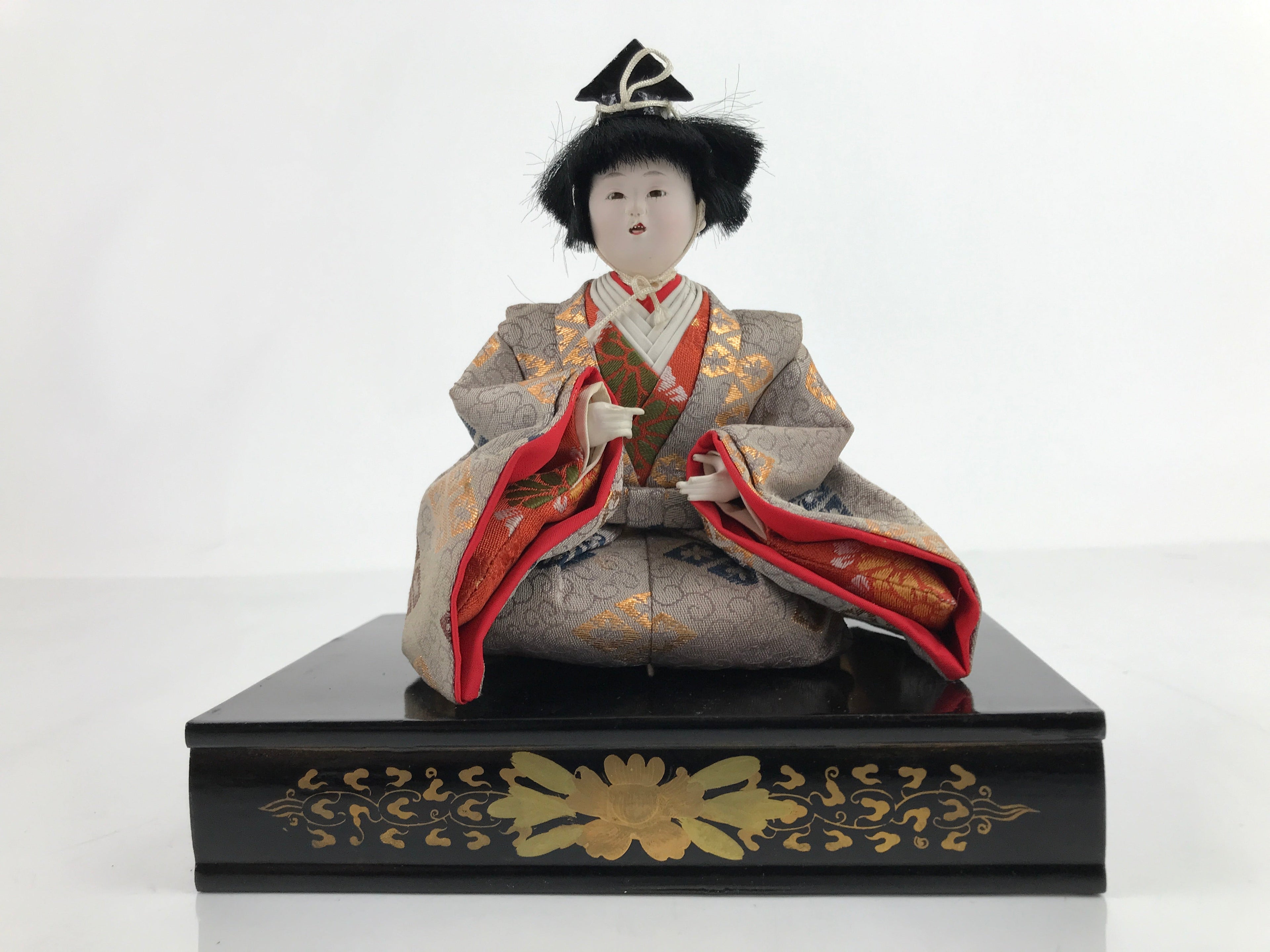 Japanese Hina Doll Girls Day Festival Musician Matsuri Wood Silk Kimono ID566