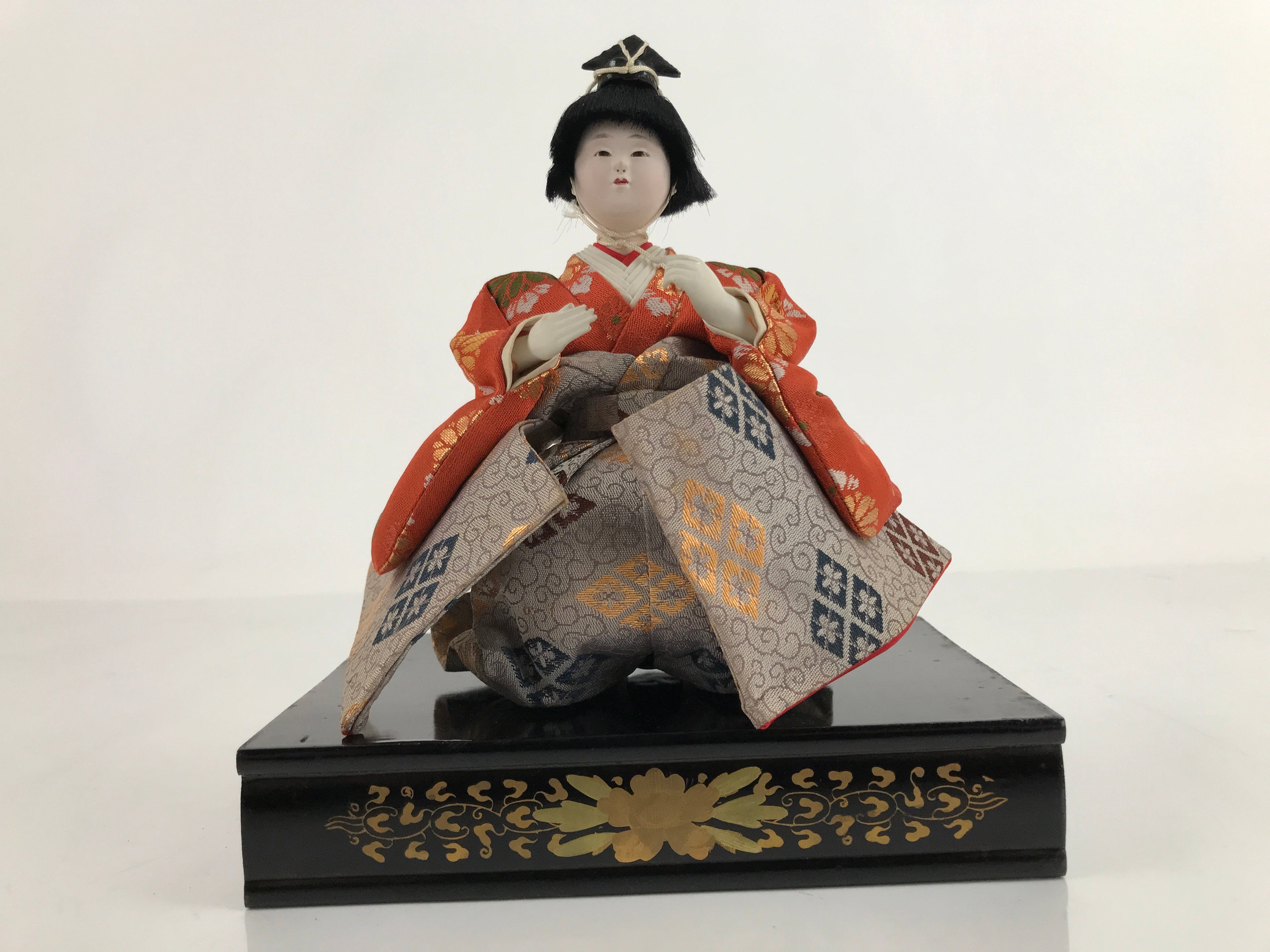 Japanese Hina Doll Girls Day Festival Musician Matsuri Wood Silk Kimono ID567