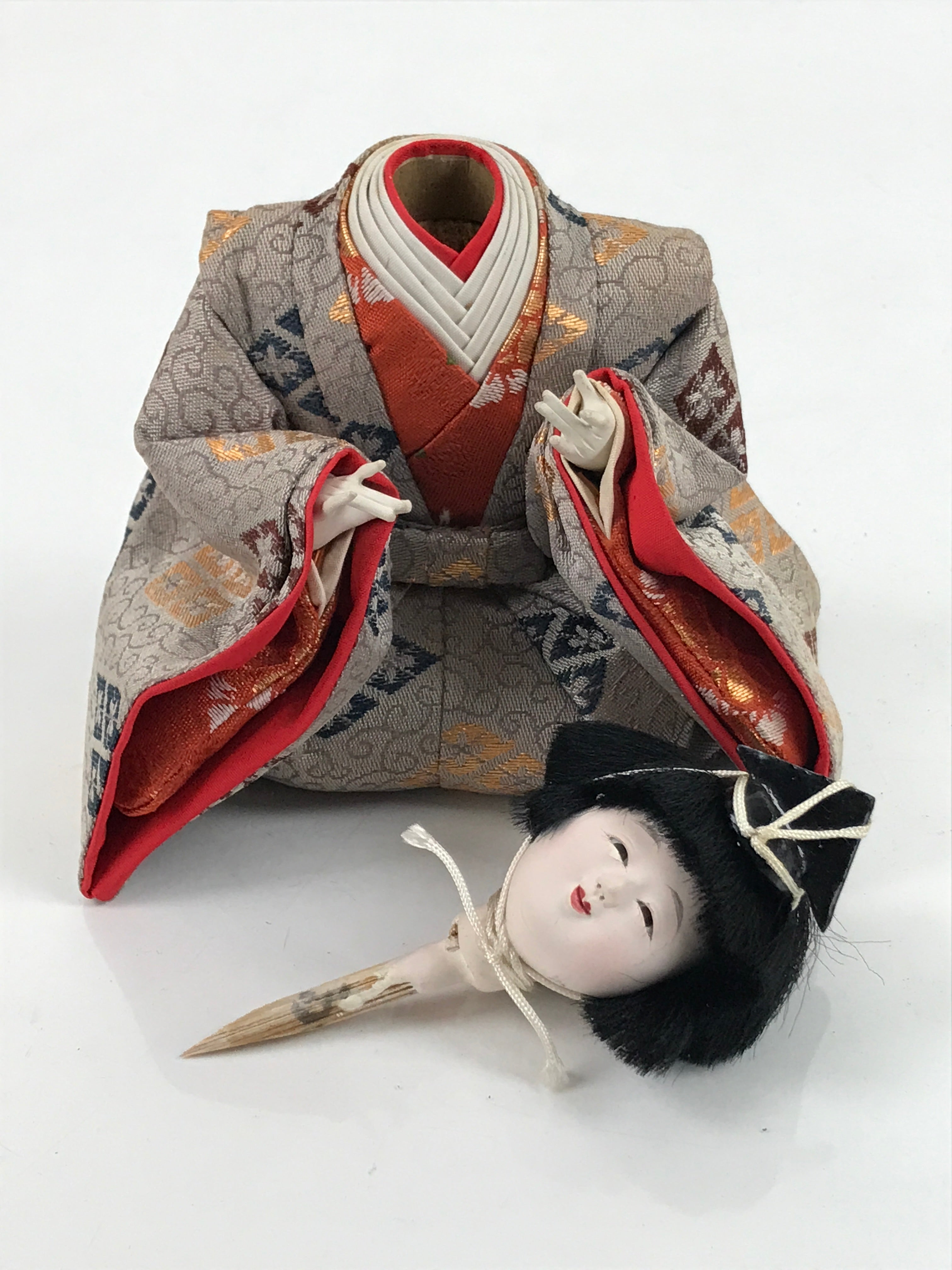Japanese Hina Doll Girls Day Festival Musician Matsuri Wood Silk Kimono ID568