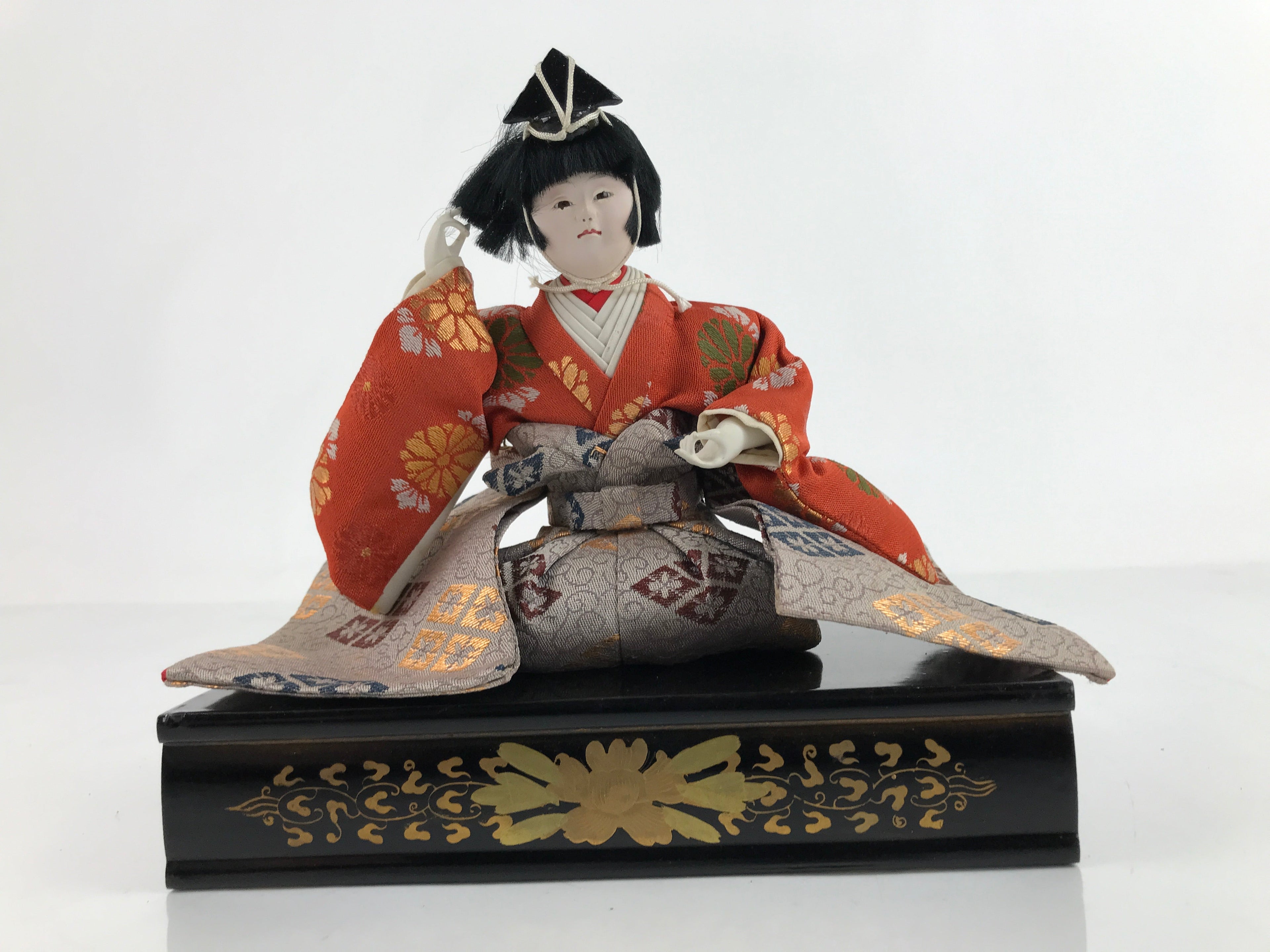 Japanese Hina Doll Girls Day Festival Musician Matsuri Wood Silk Kimono ID569