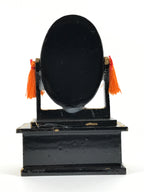 Japanese Hina Doll Kyodai Mirror Stand Vtg Black Gold Girl Day Decoration ID587