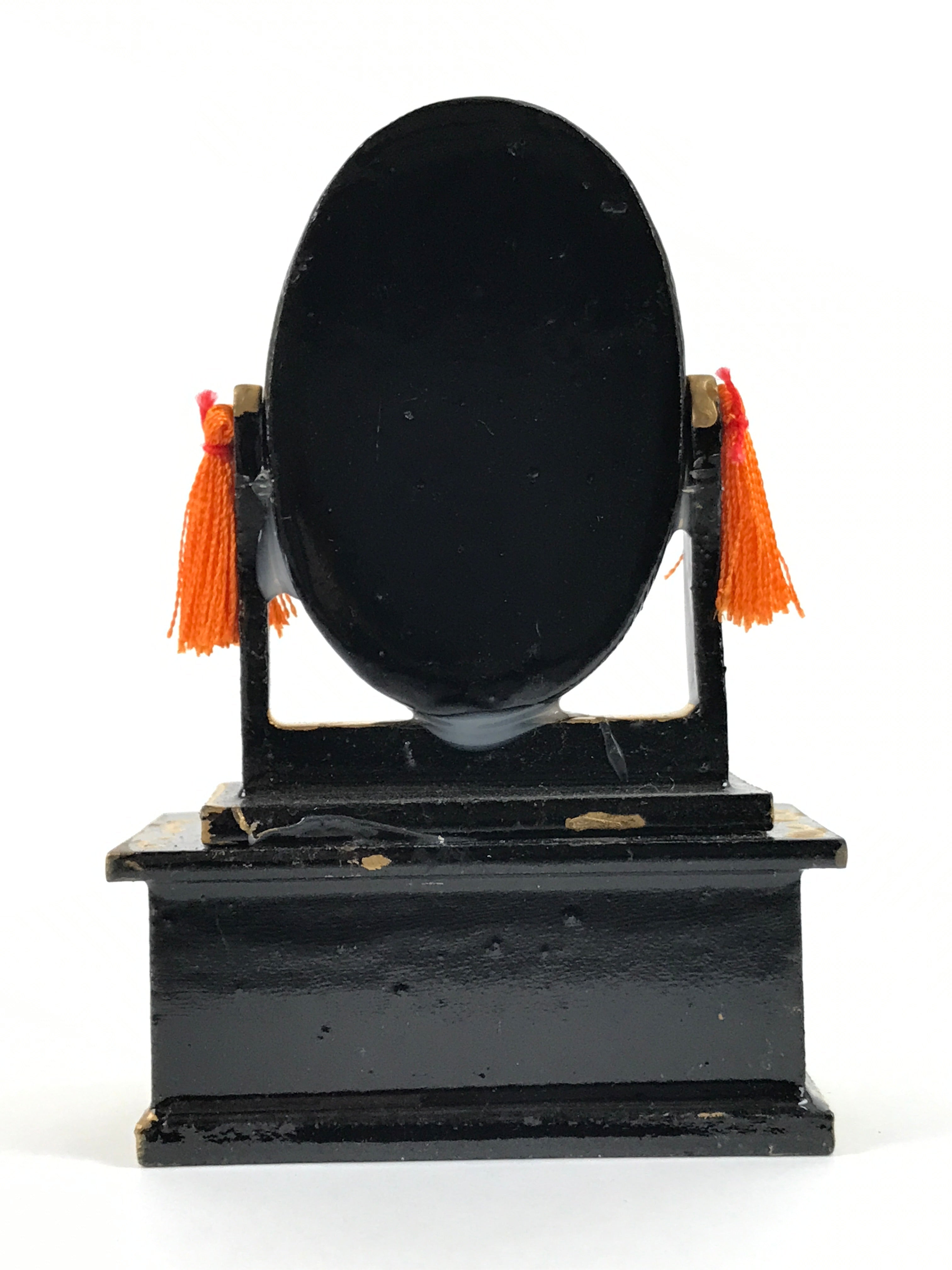 Japanese Hina Doll Kyodai Mirror Stand Vtg Black Gold Girl Day Decoration ID587