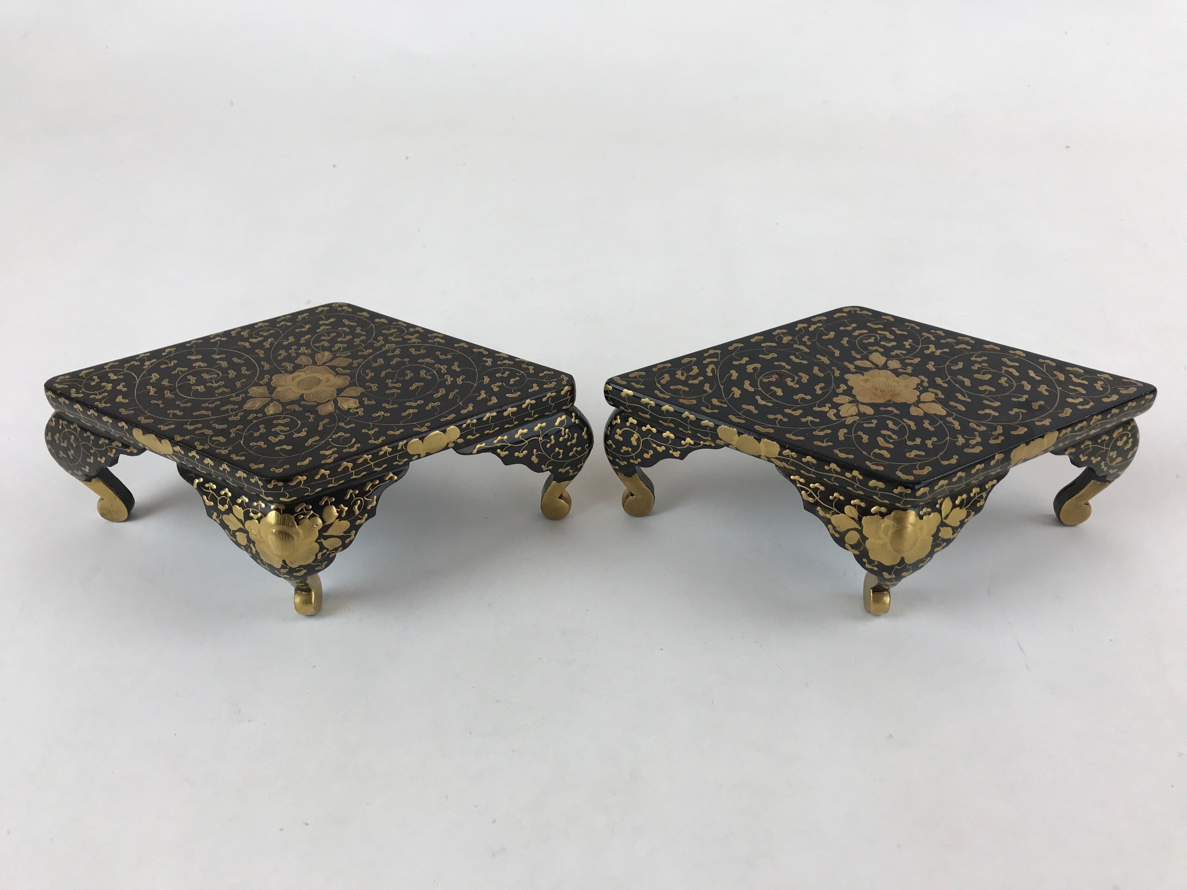 Japanese Hina Doll Lacquer Wood Table 2pcs Set Vtg Girls Day Decoration ID545