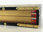 Japanese Hina Doll Miniature Furniture Vtg Gold Folding Screen Panel Byobu ID476
