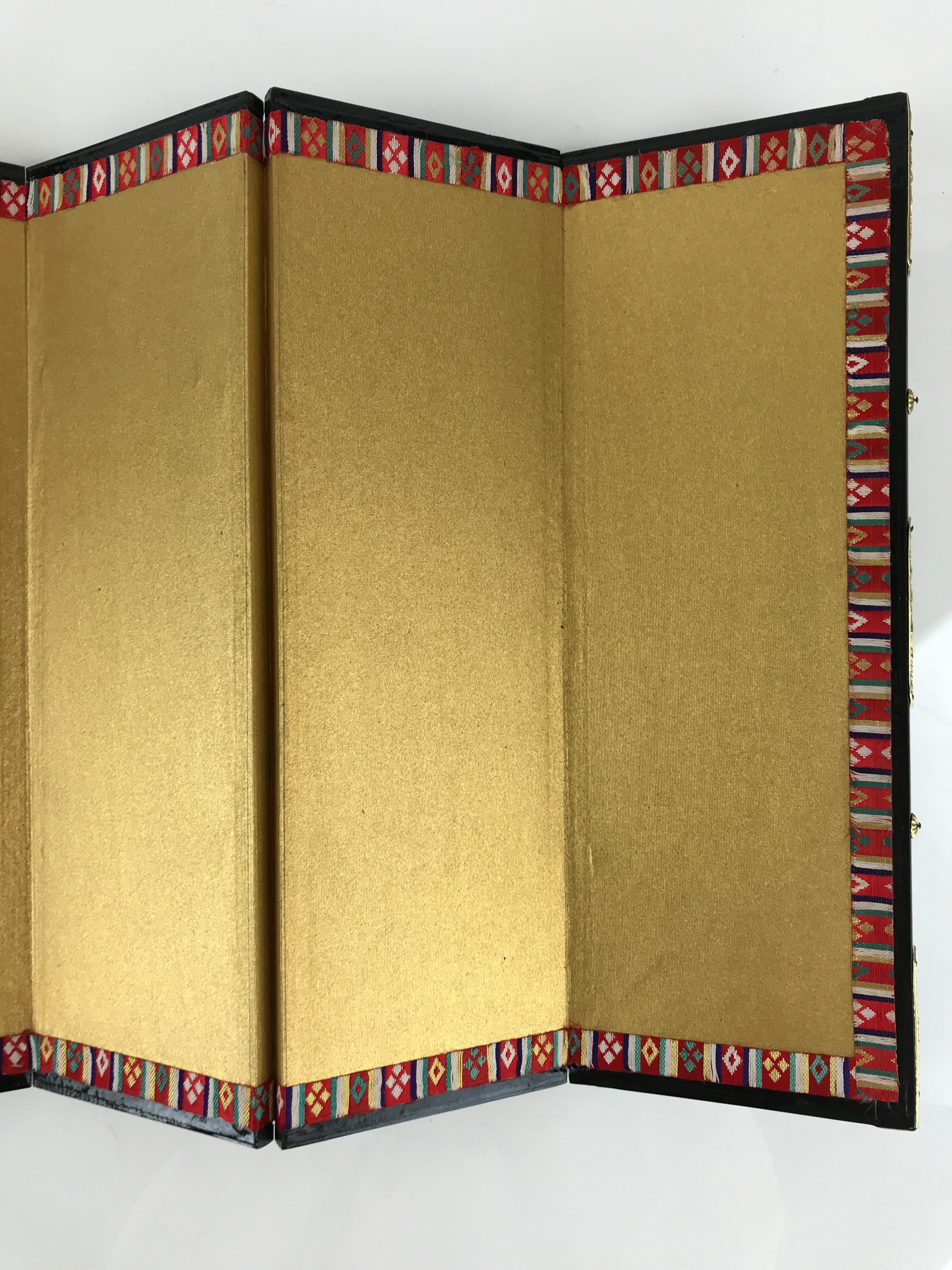 Japanese Hina Doll Miniature Furniture Vtg Gold Folding Screen Panel Byobu ID476