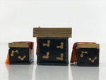 Japanese Hina Doll Nagamochi Clothes Storage Boxes Vtg Black Gold Girl Day ID589