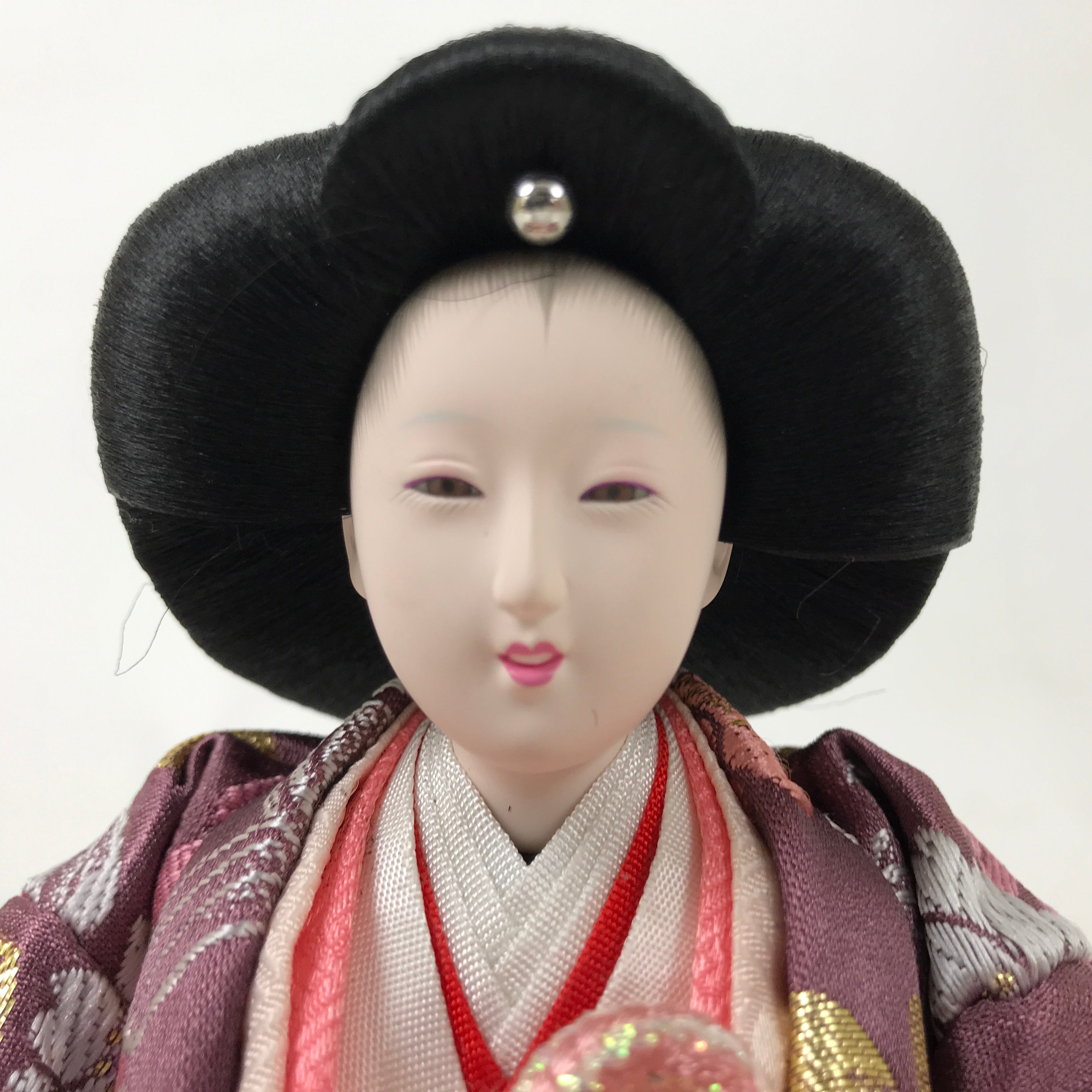 Japanese Hina Doll Ningyo Court Lady Vtg Girl's Day Ohinasama Silk Pink ID603