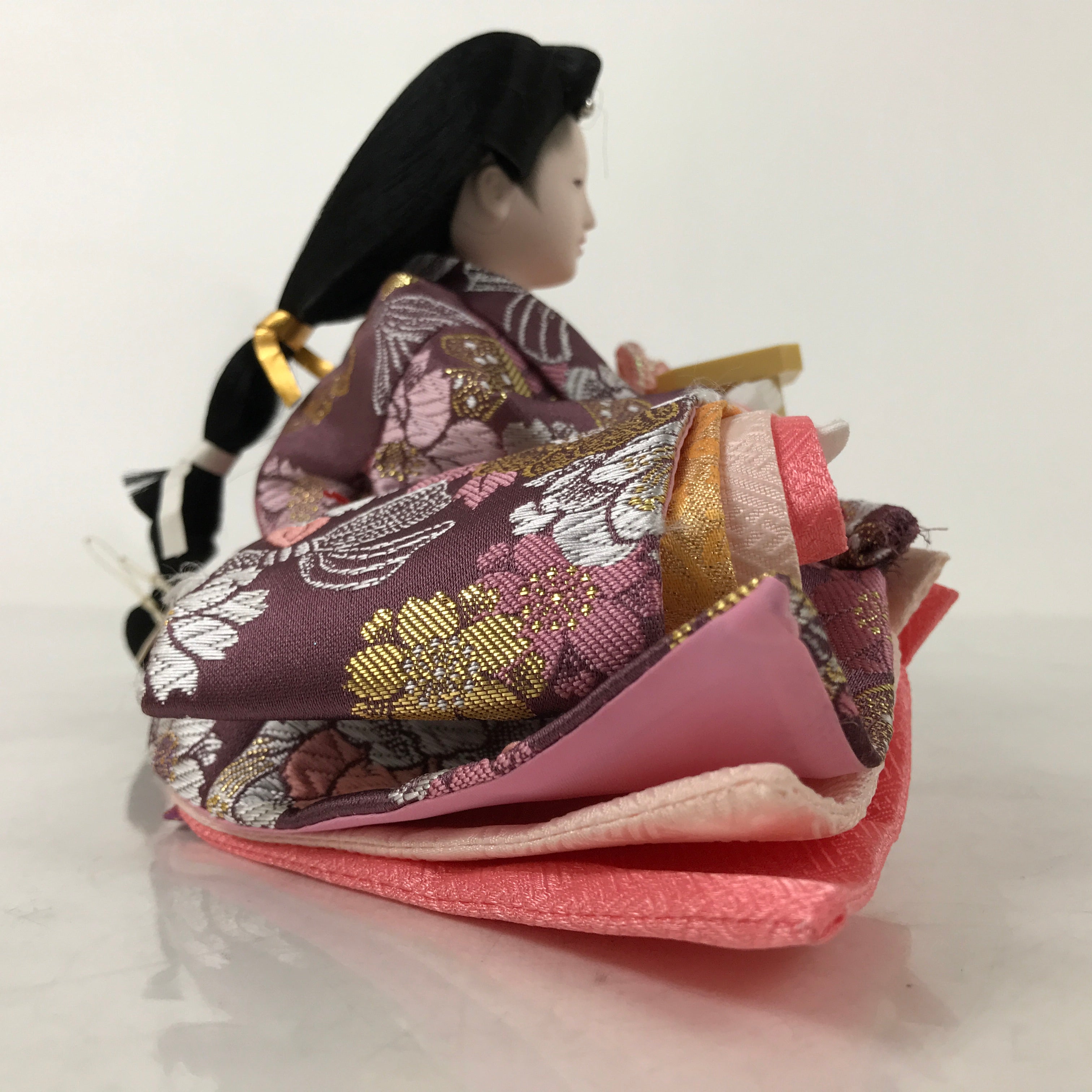 Japanese Hina Doll Ningyo Court Lady Vtg Girl's Day Ohinasama Silk Pink ID603