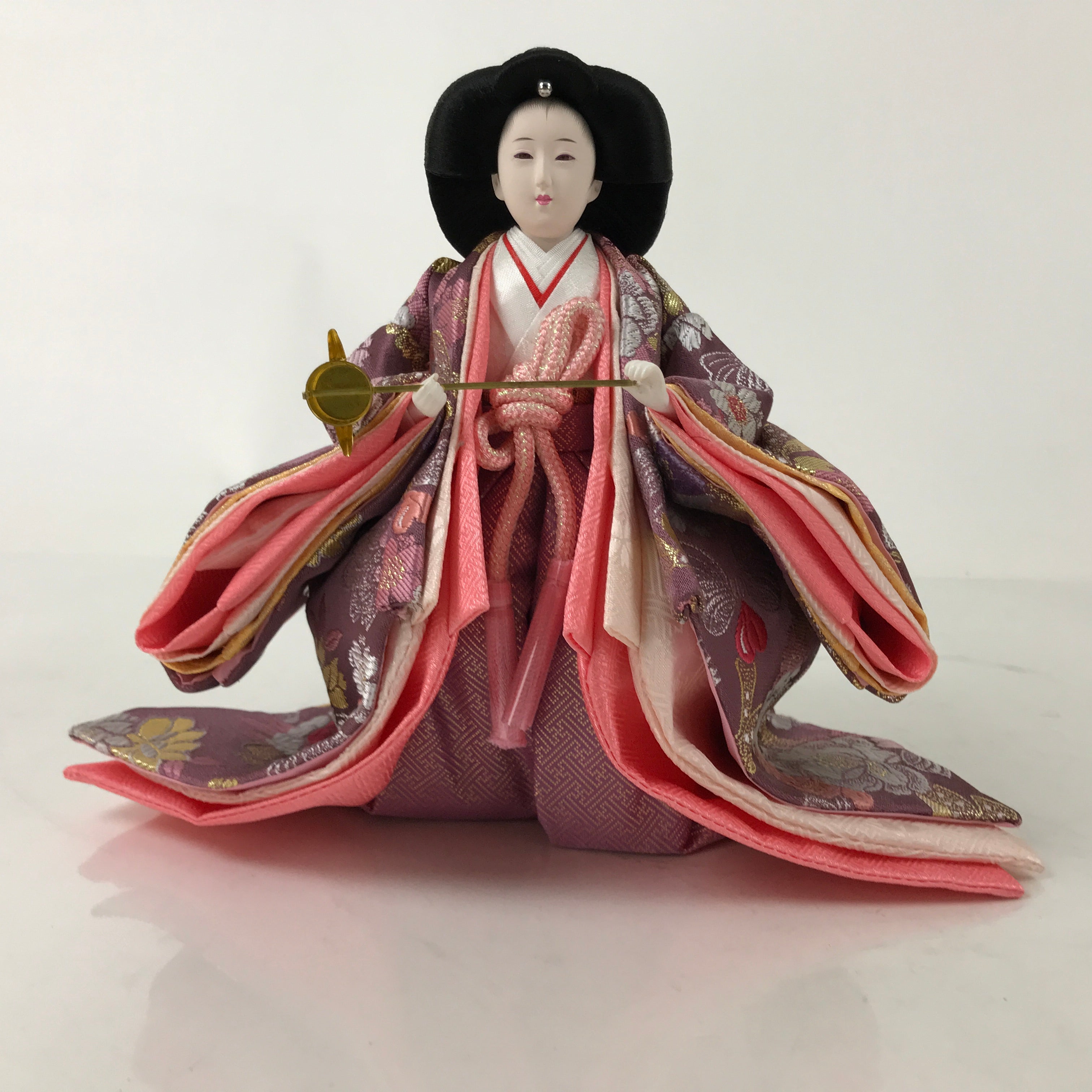 Japanese Hina Doll Ningyo Court Lady Vtg Girl's Day Ohinasama Silk Pink ID605