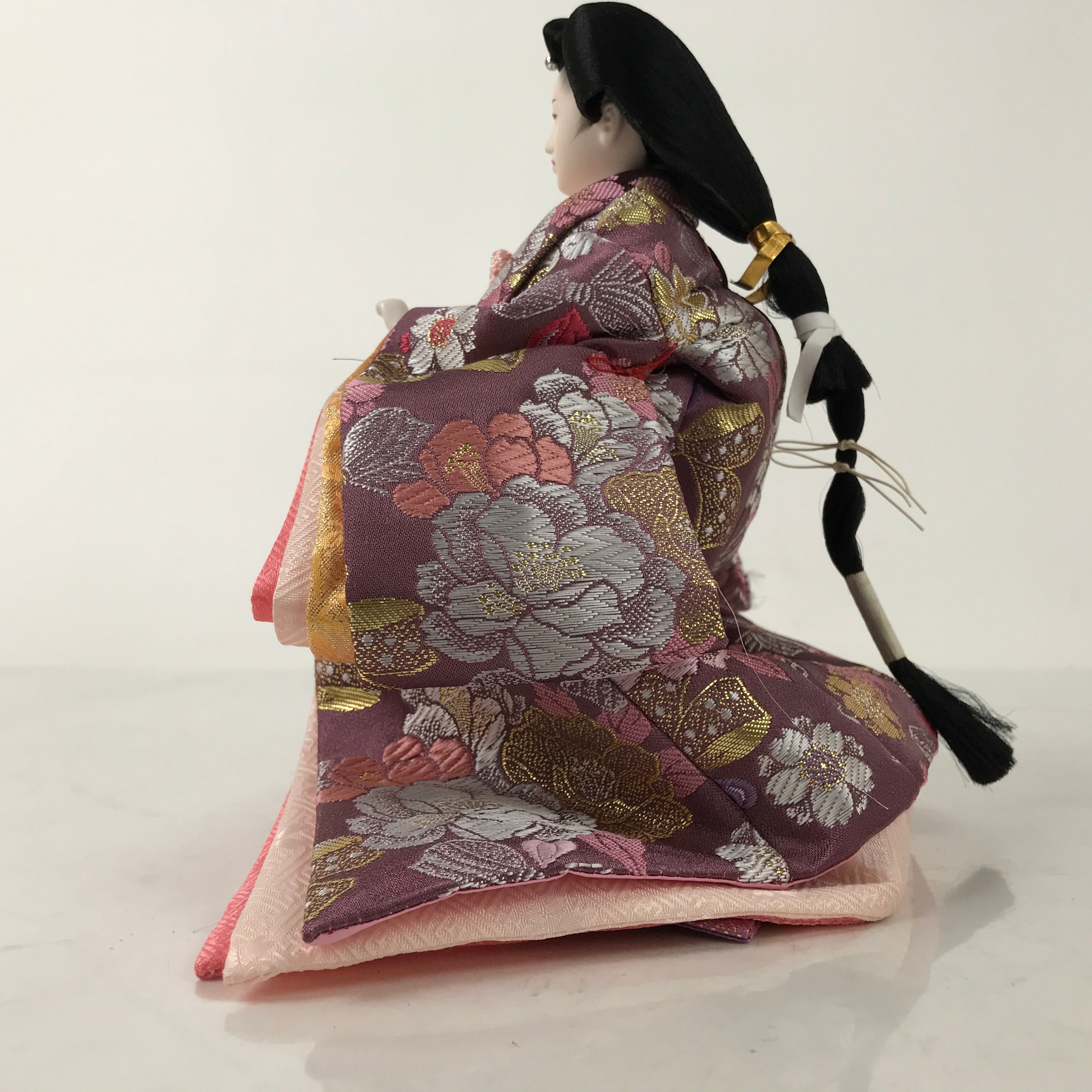 Japanese Hina Doll Ningyo Court Lady Vtg Girl's Day Ohinasama Silk Pink ID605