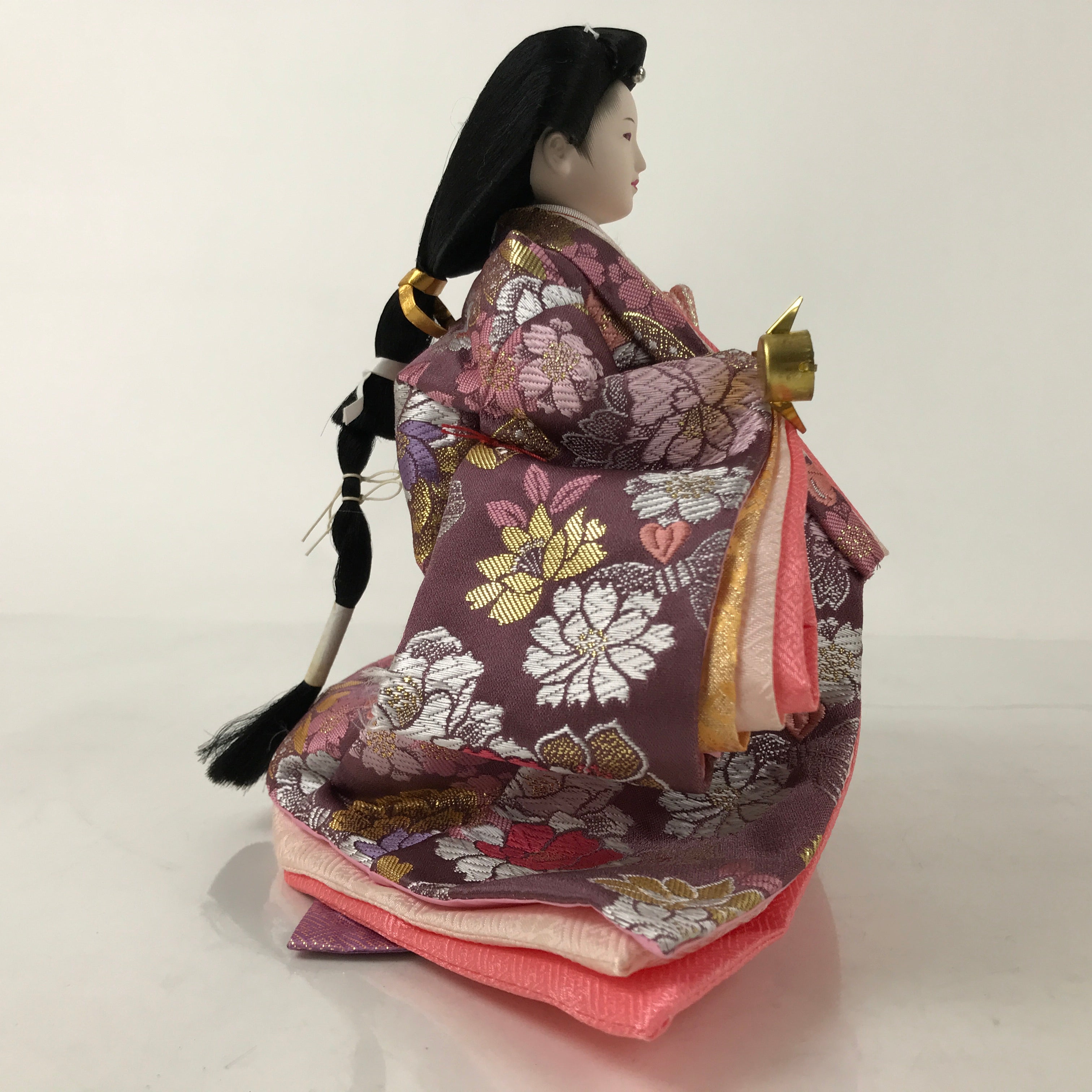 Japanese Hina Doll Ningyo Court Lady Vtg Girl's Day Ohinasama Silk Pink ID605