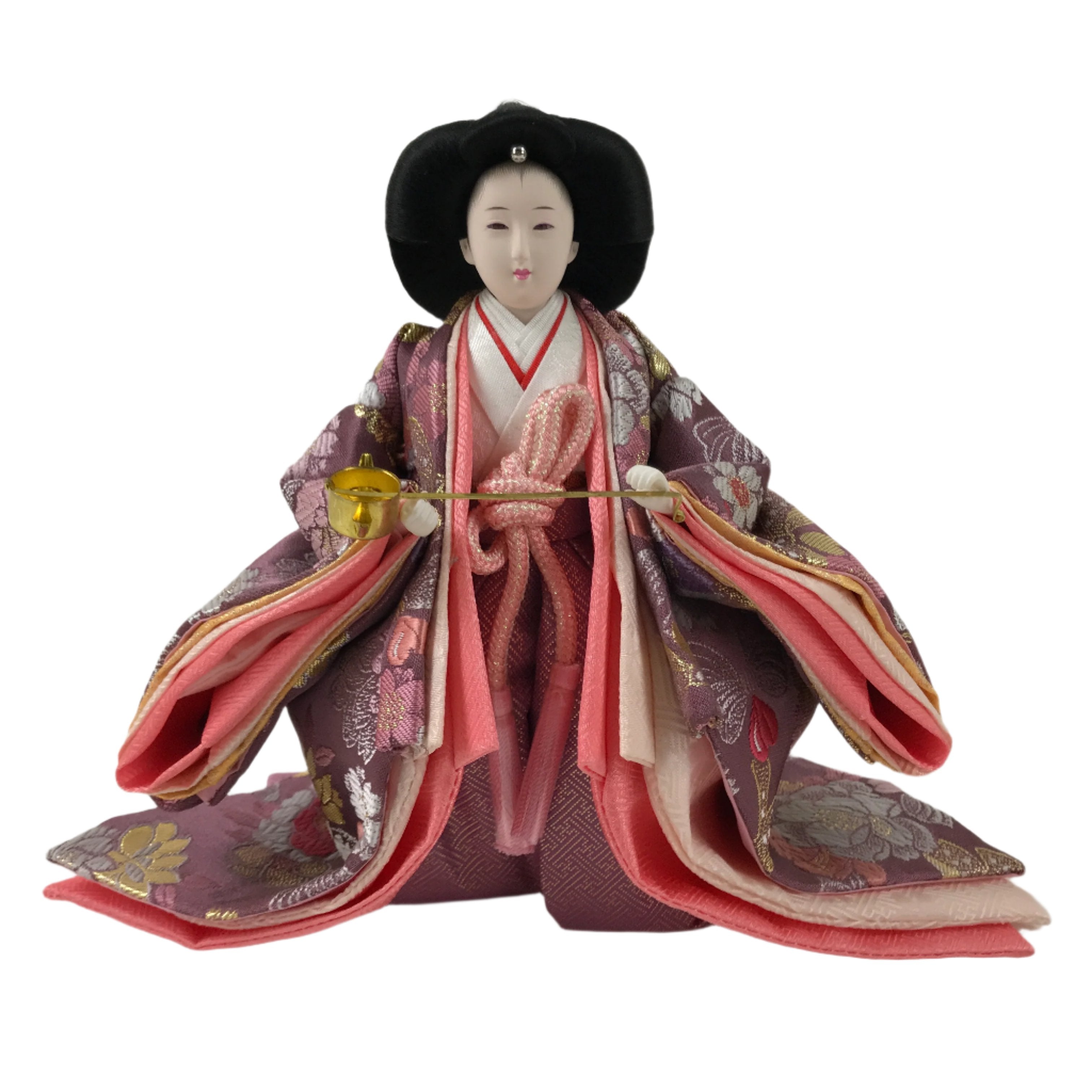 Japanese Hina Doll Ningyo Court Lady Vtg Girl's Day Ohinasama Silk Pink ID605