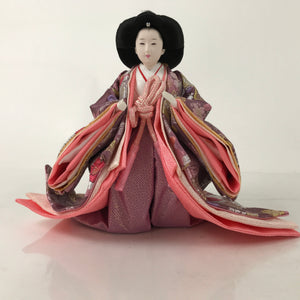 Japanese Hina Doll Ningyo Court Lady Vtg Girl's Day Ohinasama Silk Pink ID606